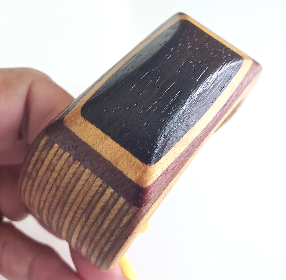Vintage Inlay Laminated Layered Wood Cuff Bracelet 4-7/8″ Size Small