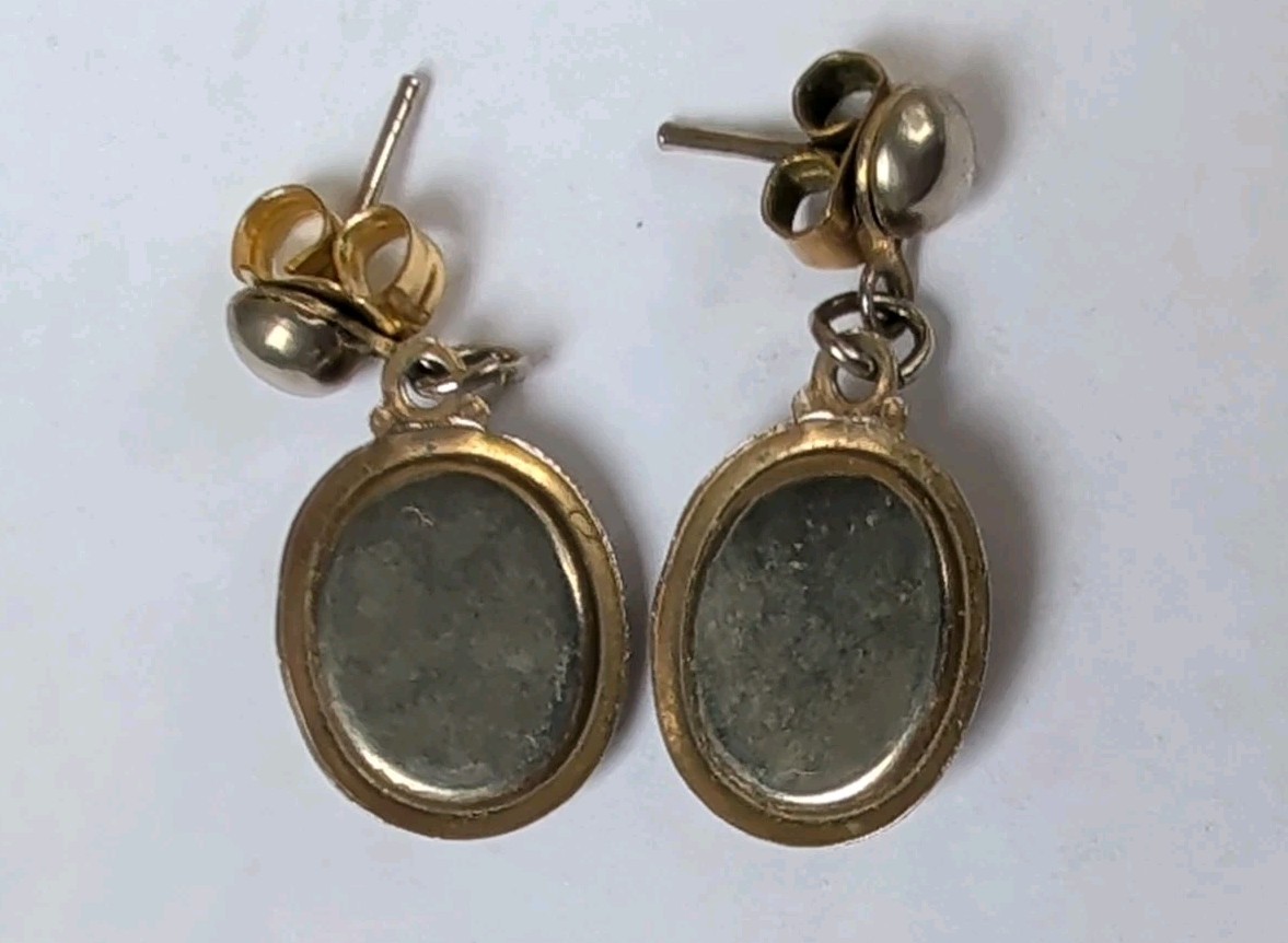 Vintage Faux Cameo Brooch Necklace And 2 x Earrings