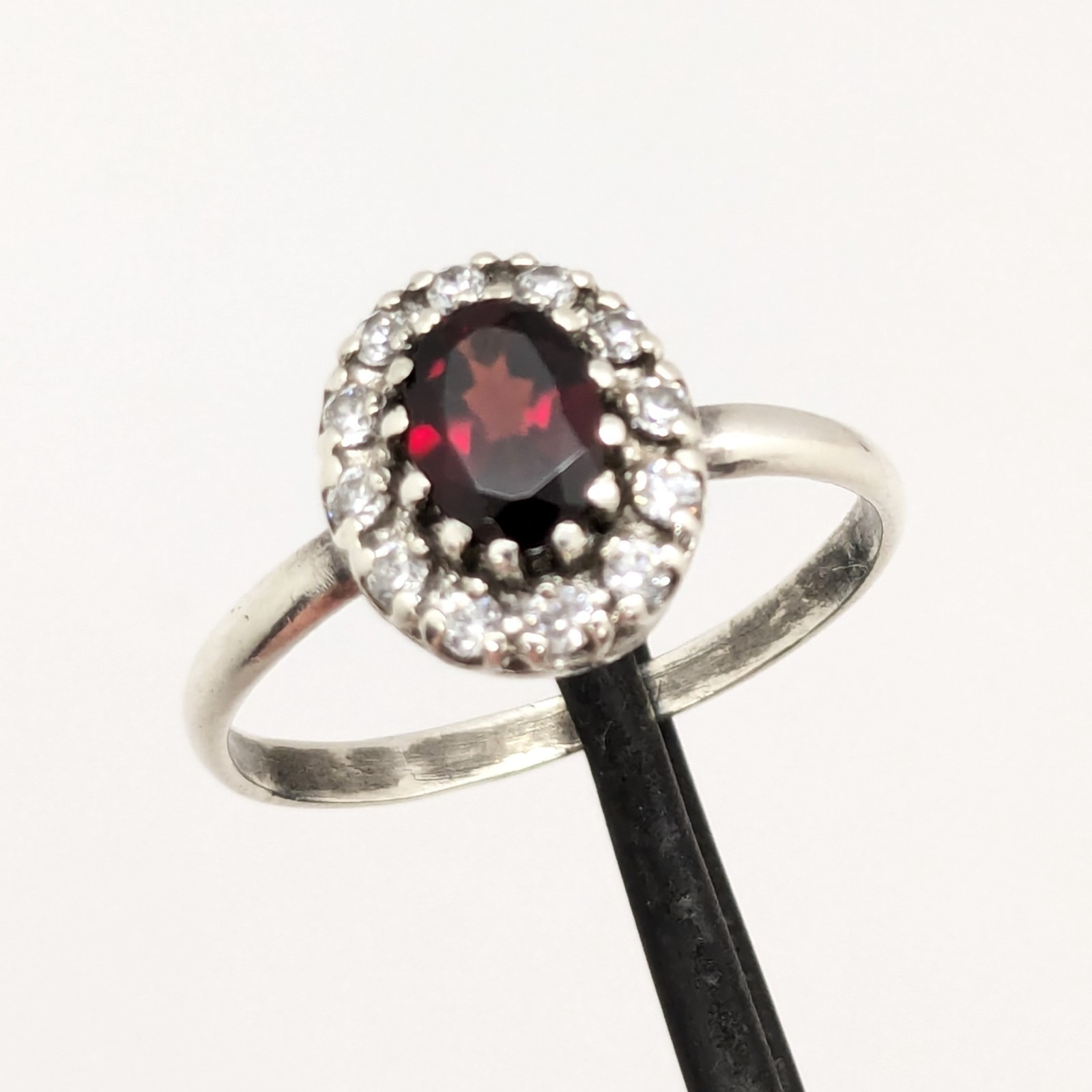 Vintage Luxury RING Silver 925 with Big Bright Garnet -size: 10US (17.5mm)| #71