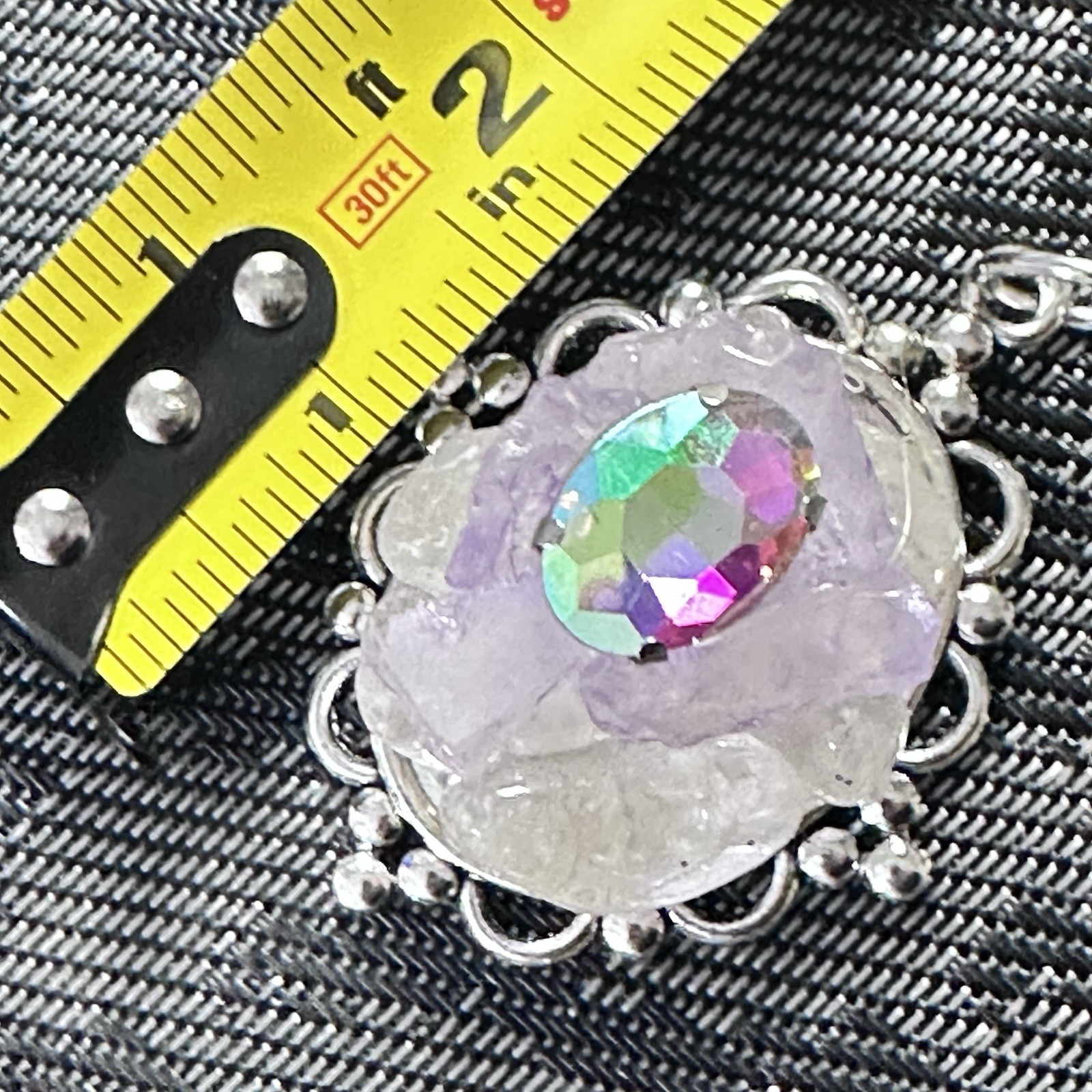 ARTISAN QUARTZ PENDANT GLASS BEADED COLLAGE NECKLACE HANDMADE STATEMENT OOAK