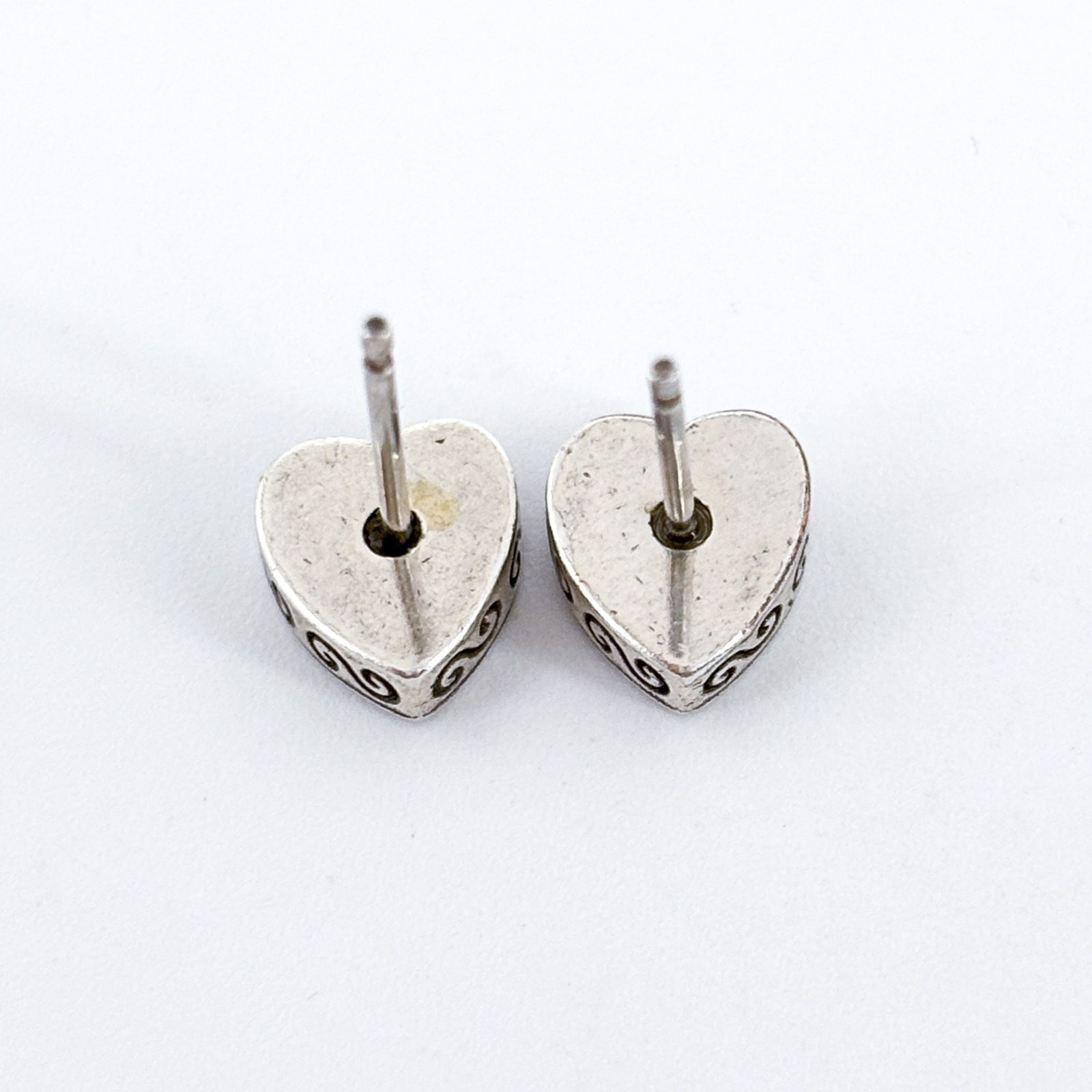 Vintage Sterling Silver Heart Earrings 1cm | Cubic Zirconia Studs | Romance