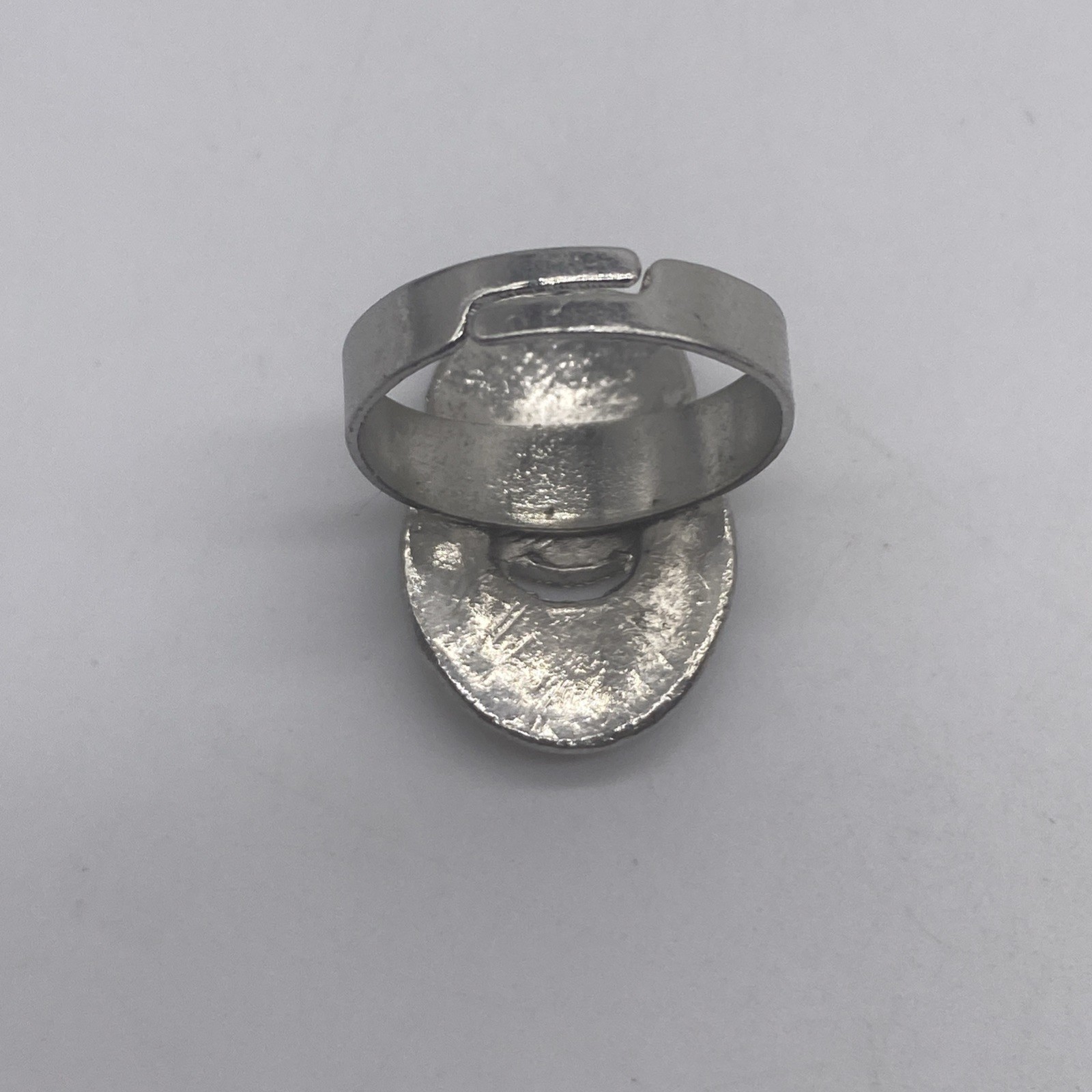 Silver Tone Purple Blue Enamel Ring Size 7