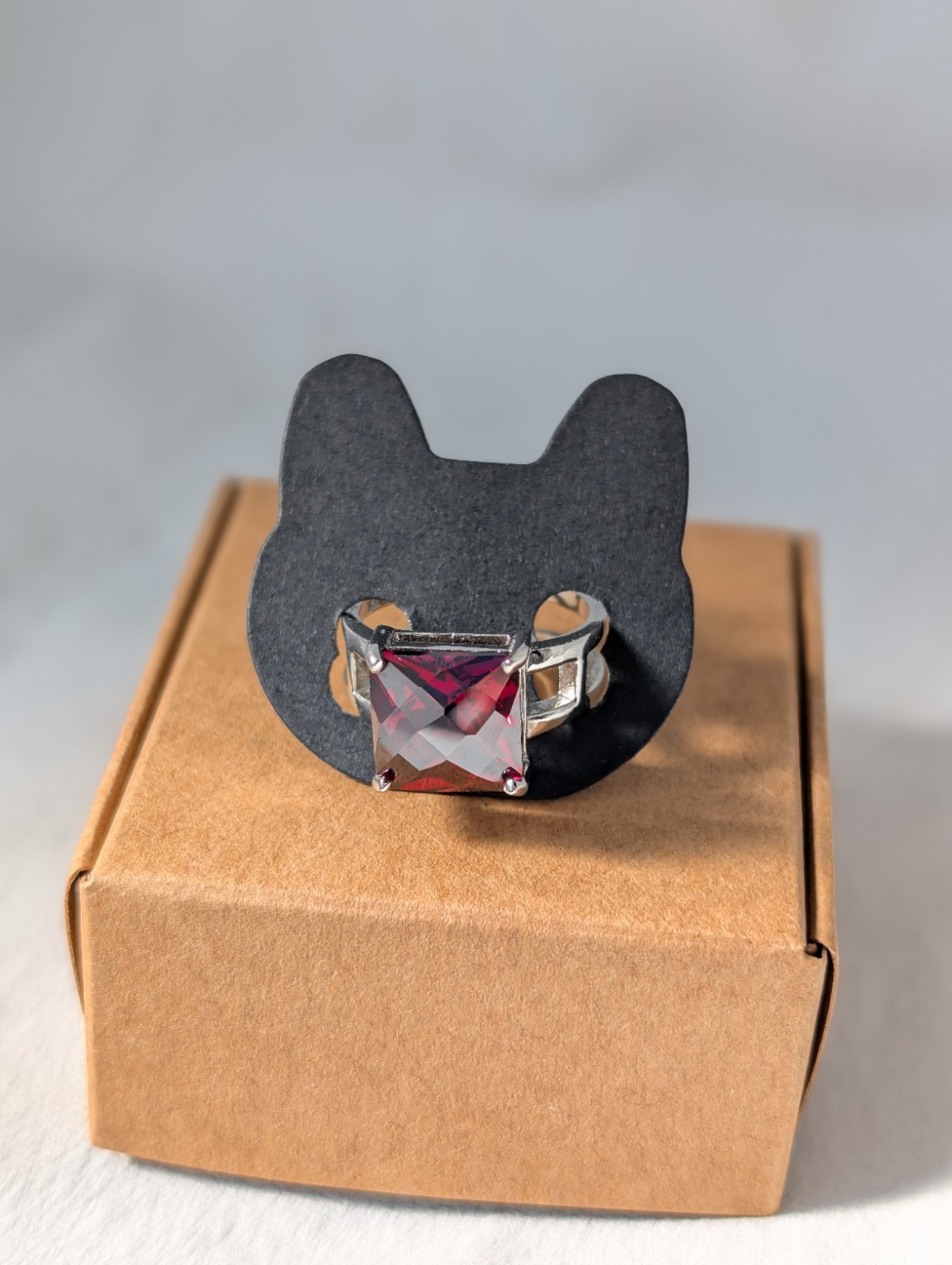 Sterling Silver 7Grams DBJ Dee Berkley Jewelry Garnet Red CZ Square Cut Ring S8