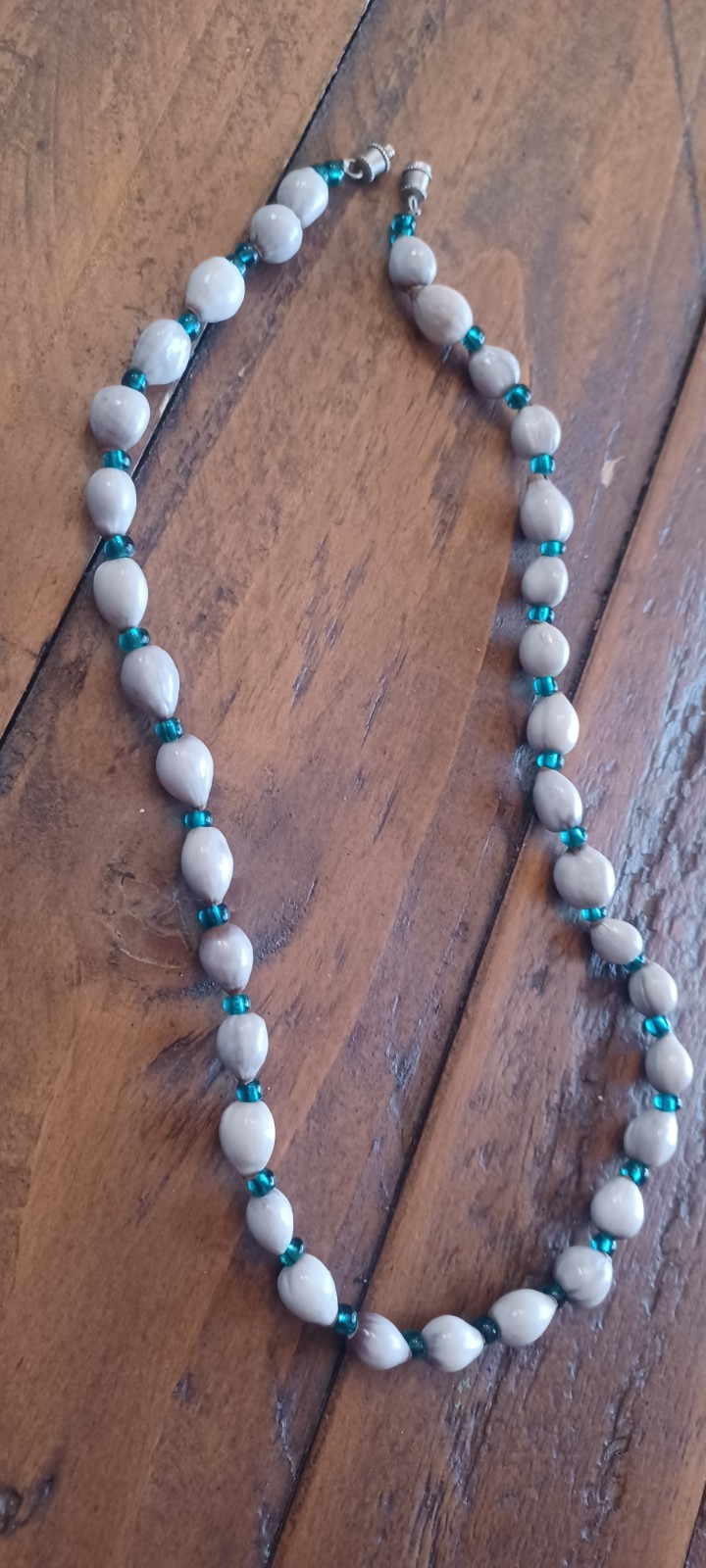 Vintage Necklace Glass Beads And Shell Like. Beautiful