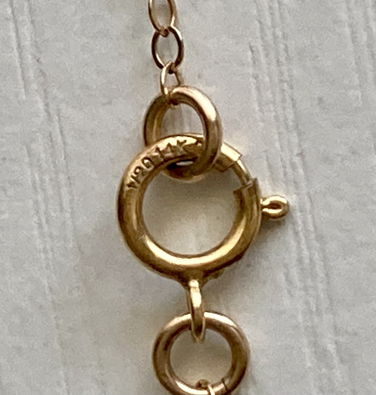 14k Yellow Gold Filled Quartz Pendant Chain Necklace Y Drop 15in plus 4in Drop