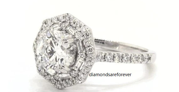 Attractive Art Deco Halo Design In 925 Sterling Silver & Moissanite Ring