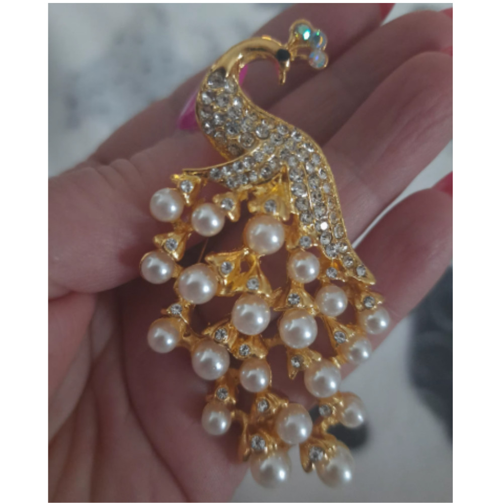 Vintage Style Peacock Bird Rhinestone Crystal White Bird Brooch Pin Pendant Gift