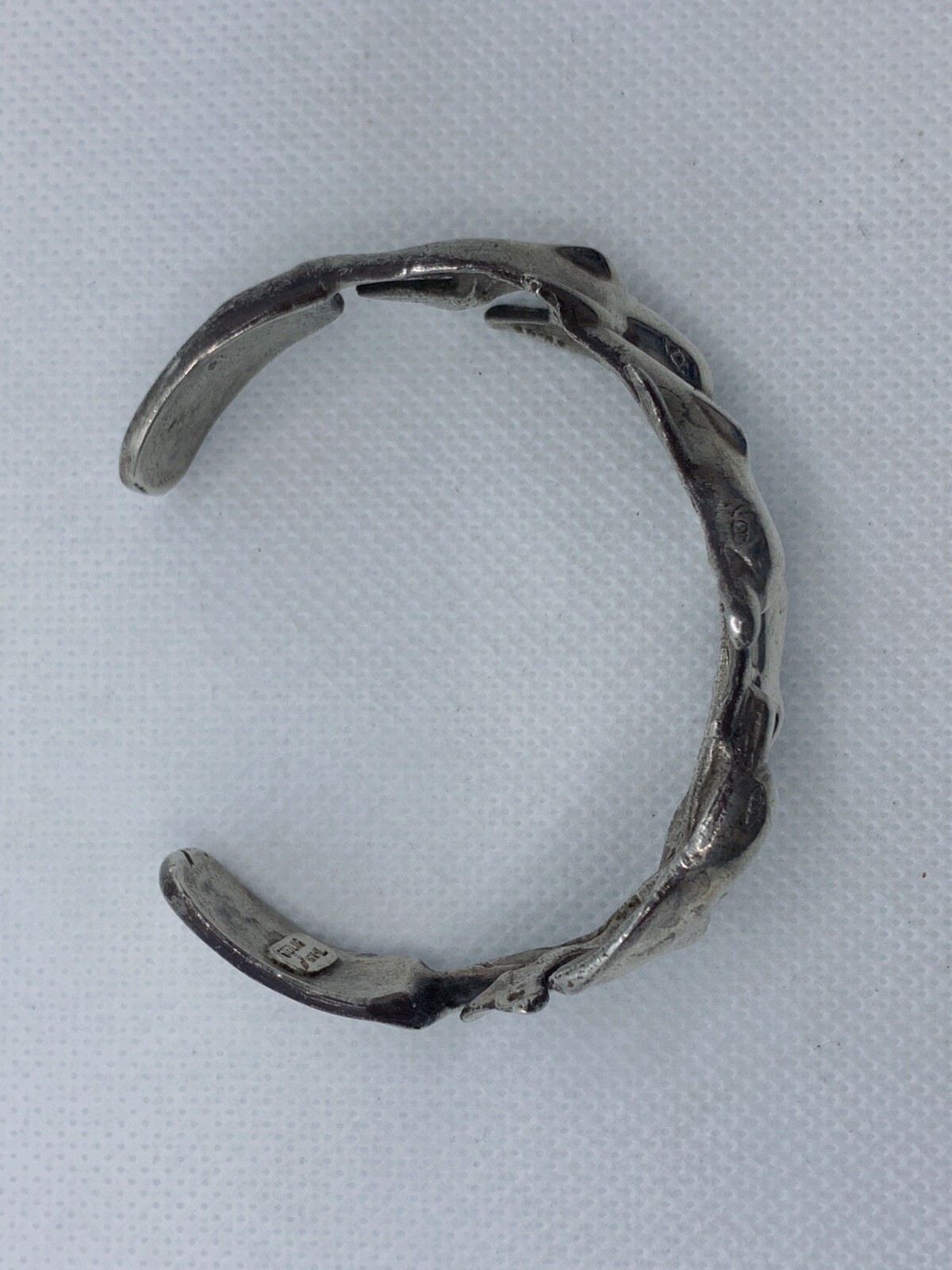 VTG Signed TH.Bush Sterling Silver Dolphin Wave Cuff Bracelet 45g #bda