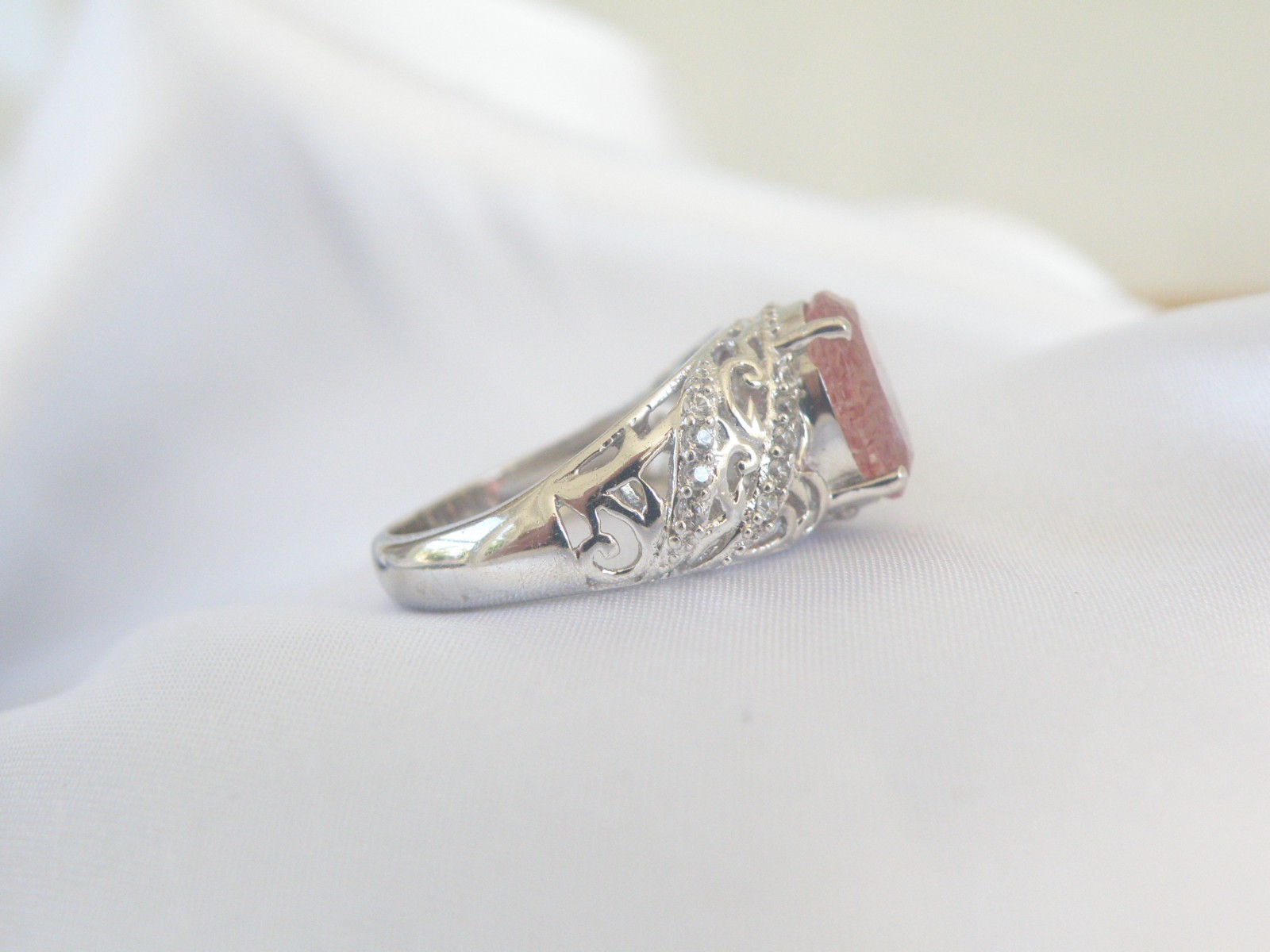 DJoy Sterling Silver 925 Pink Tanzanian Natronite Ring Size 7