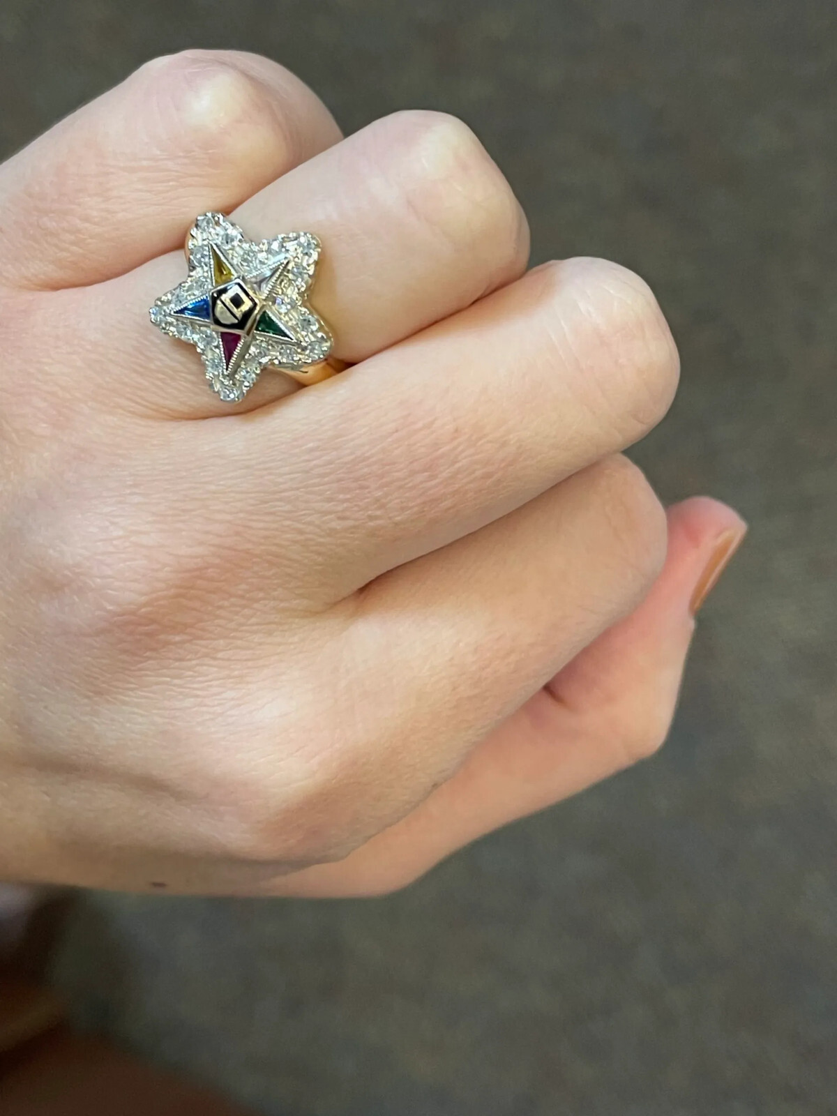 2 CTW Multi Color Kite Shaped CZ Vintage Wedding Eastern Star Ring In 925 Silver