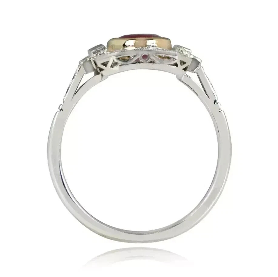 2.50 Ct Art Deco Style Oval Cut Ruby And Lab-Created Diamond Wedding Silver Ring