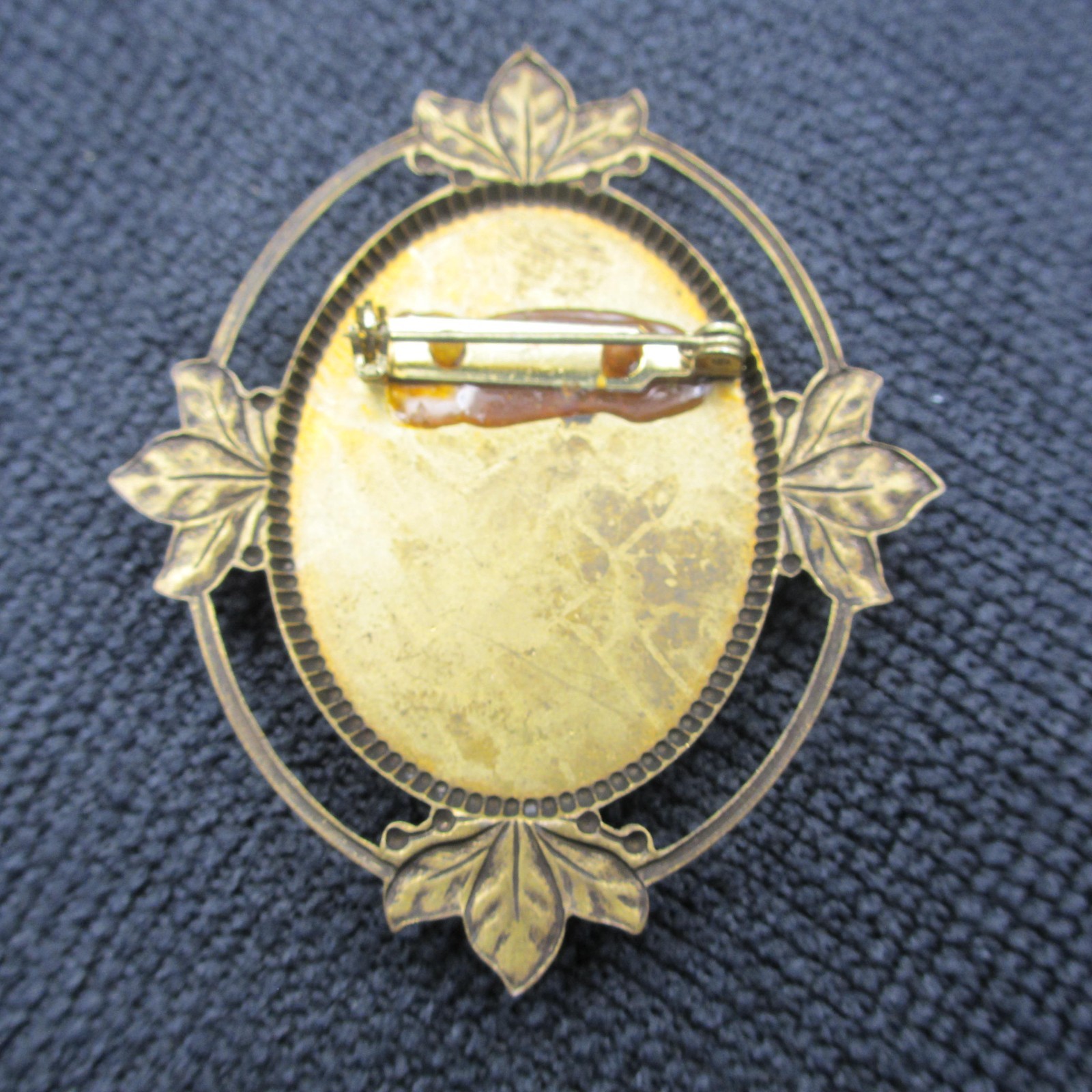 Vintage Victorian Revival Brooch Floral Bouquet Pastel Leaf Frame Gold Tone
