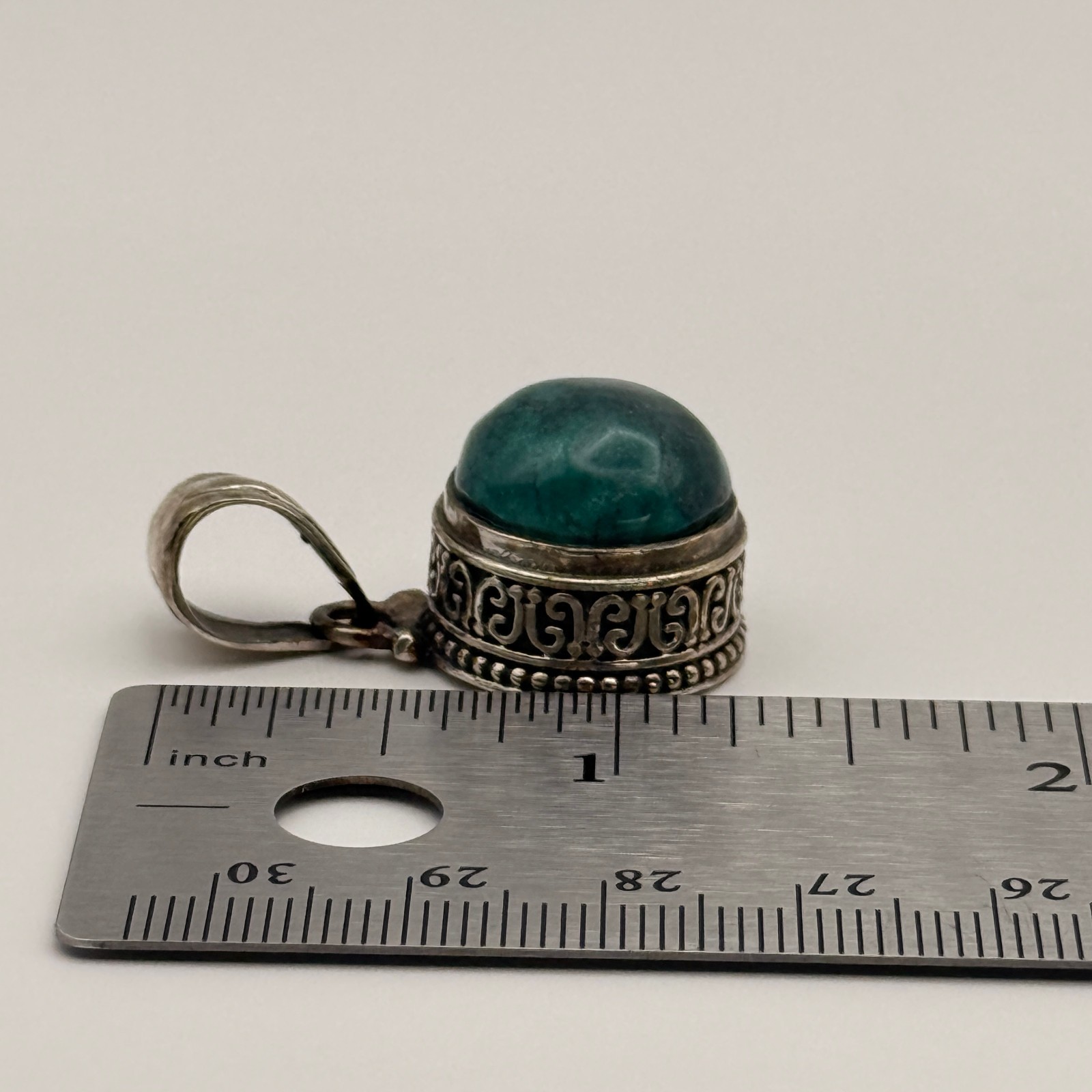 Ancient Victorian Pendant Silver Necklace Rare Amulet With Natural Stone