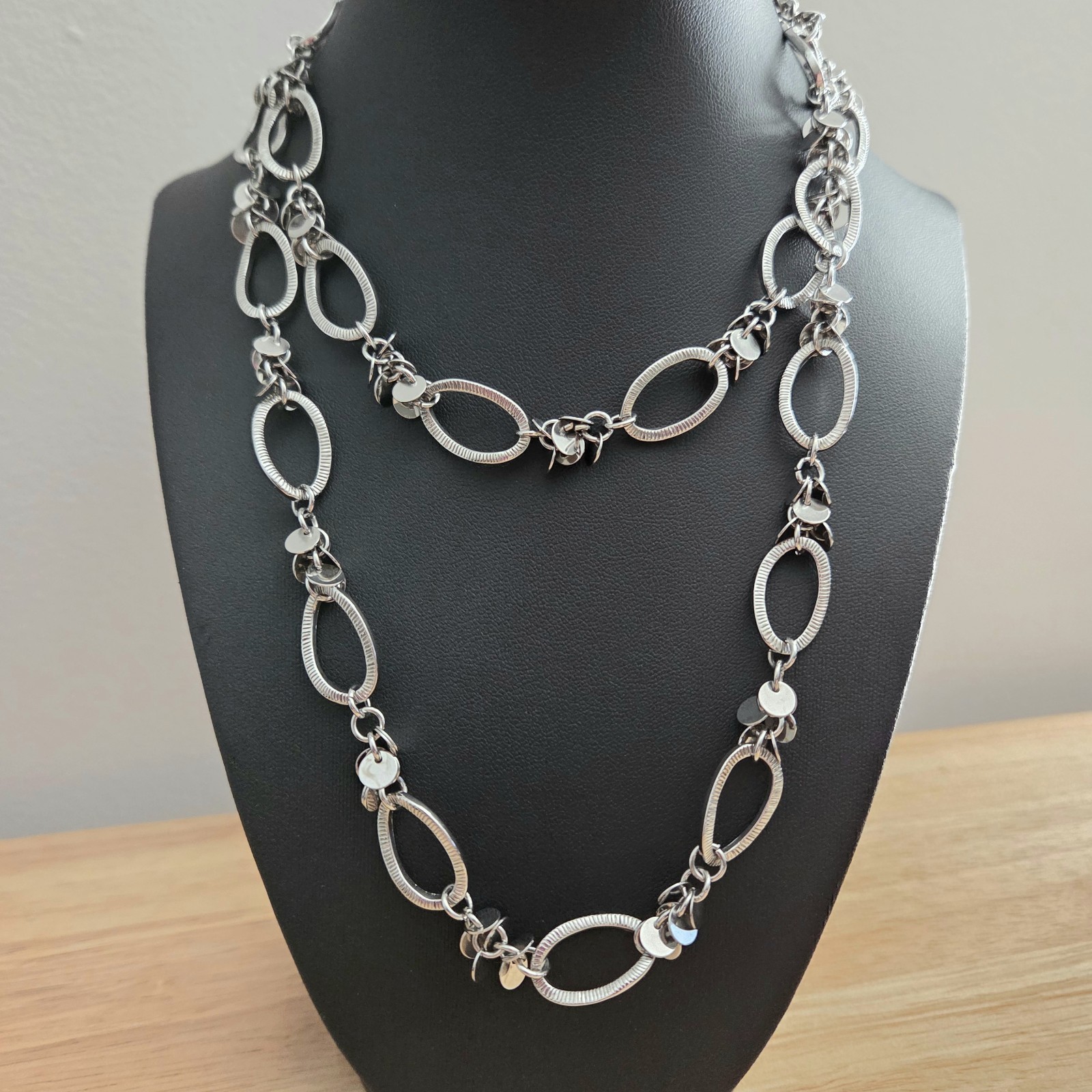 Lia Sophia Silver Tone Chain Necklace 34″