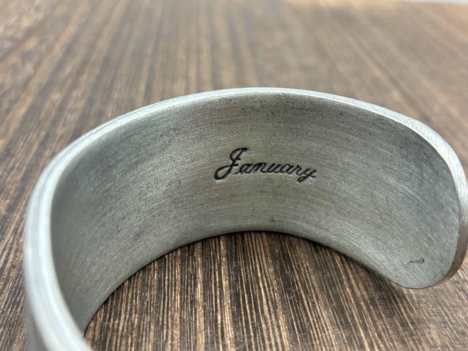 Salisbury Pewter Cuff Bracelet | Carnation “January” Flower Of The Month