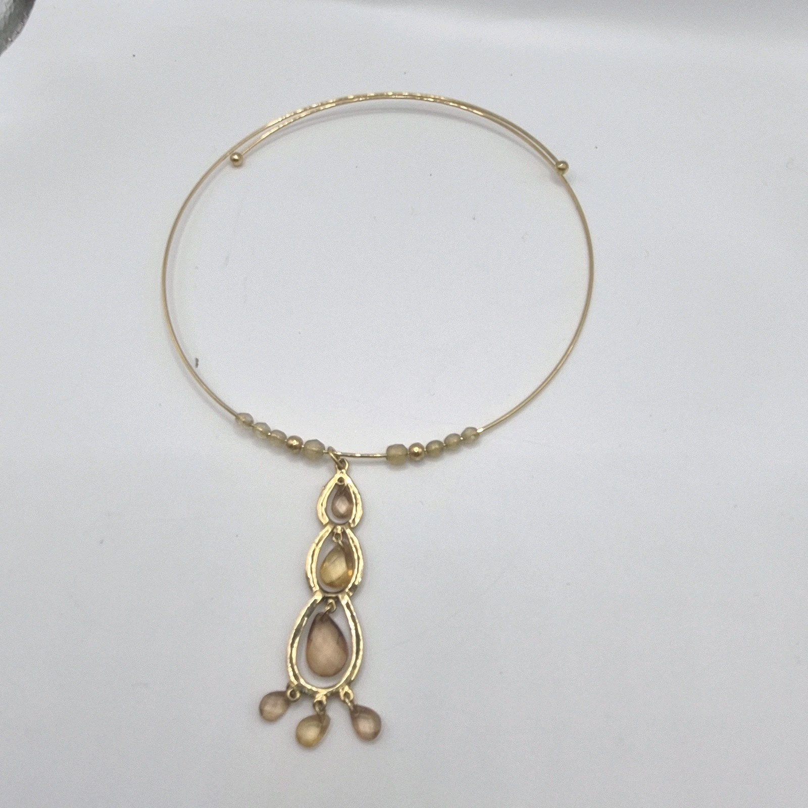 Vtg Style Rigged Choker With Multi Tear Drop Pendant Gold Tone