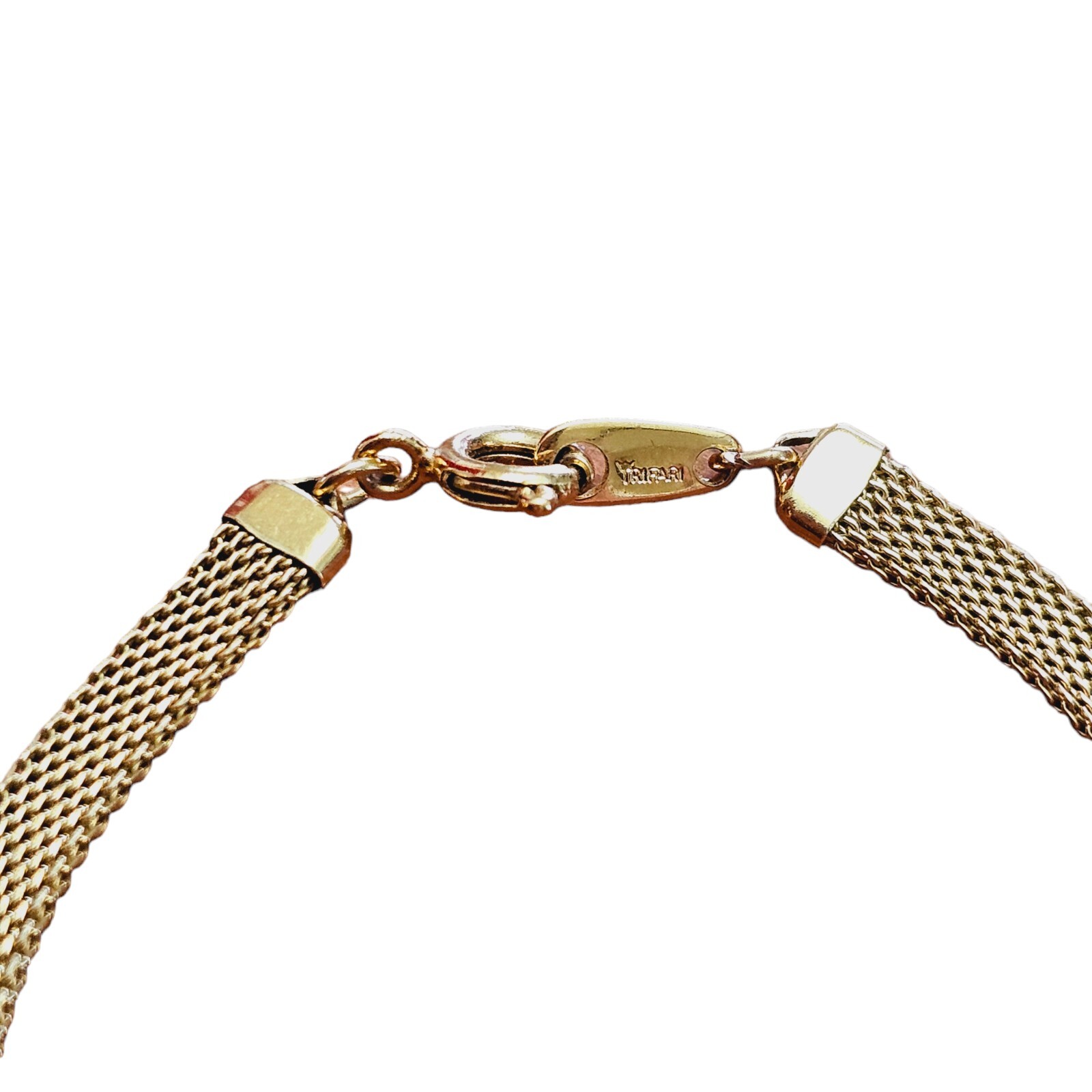 Vintage Crown TRIFARI MESH Bracelet Gold Tone 7.25 in