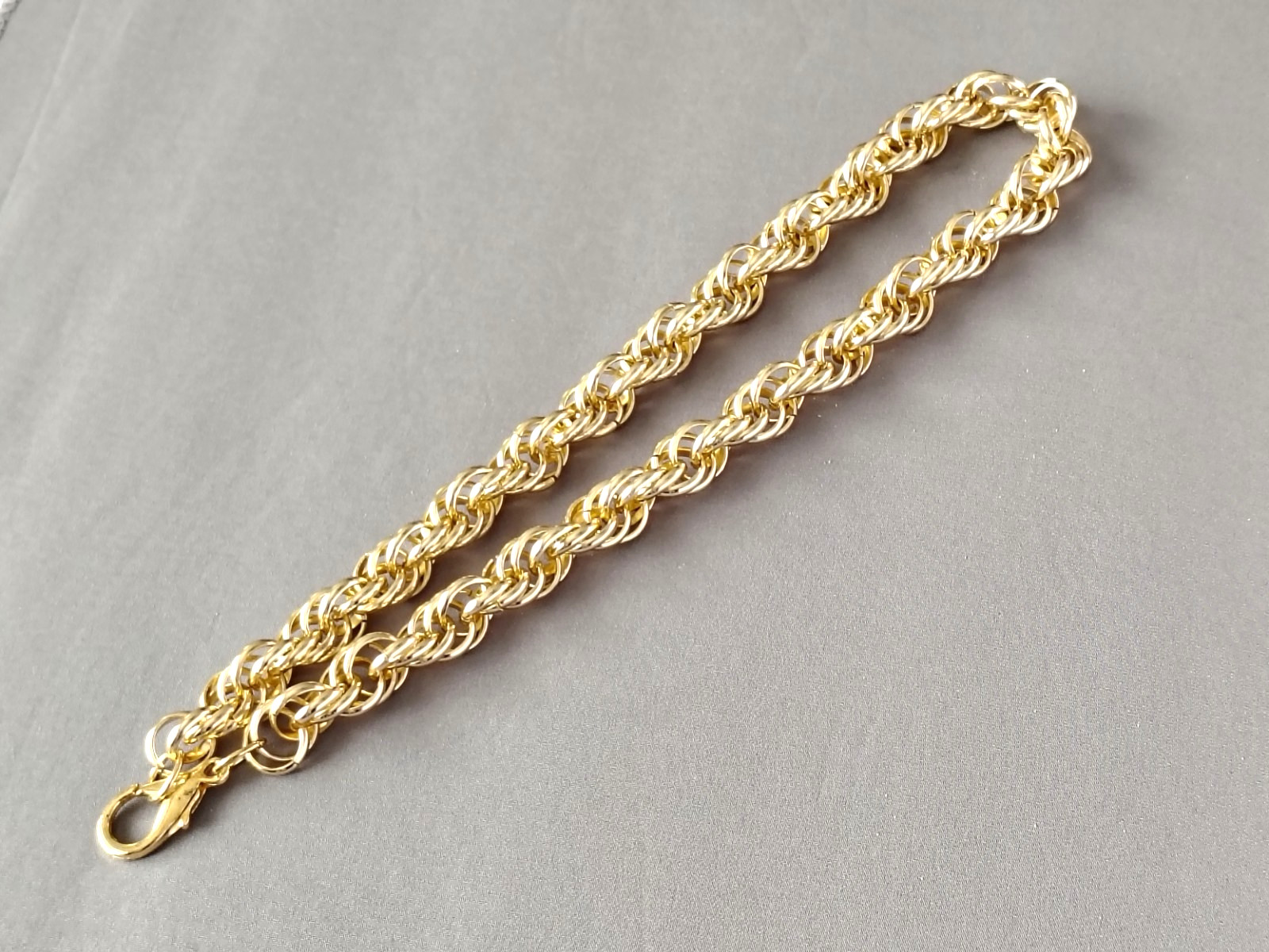 Vintage Goldtone Aluminum Light Weight Large Link Chain Necklace 18″ Long