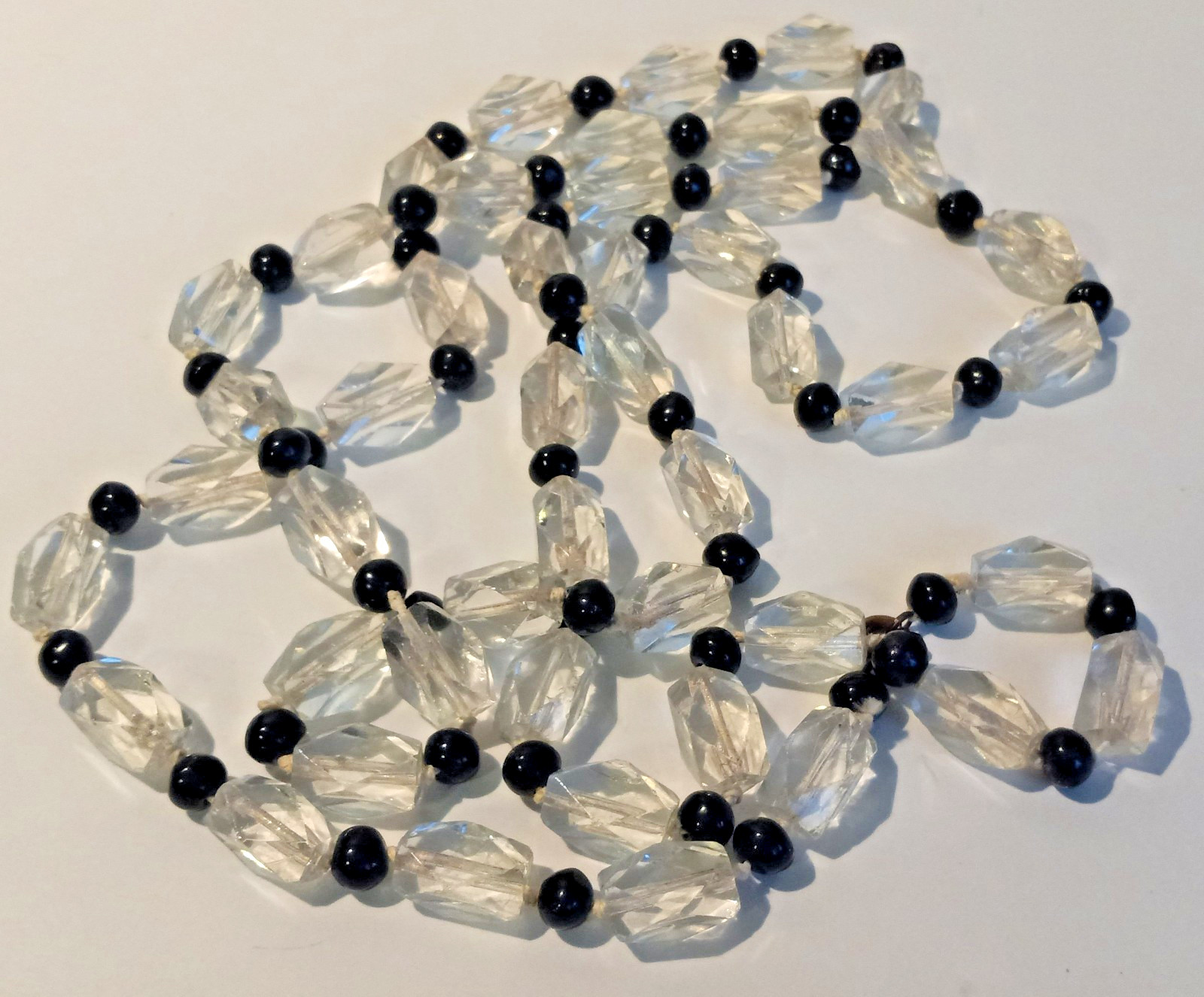 Vtg germany glass 44″ necklace hand knotted flapper # 53