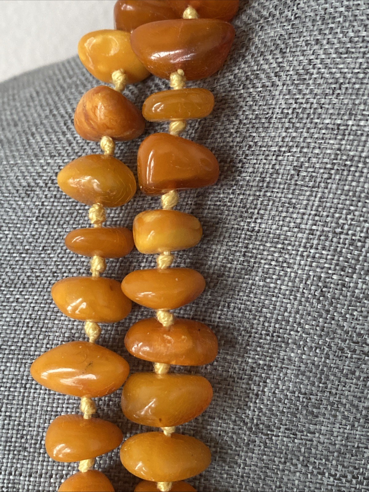 Antique Butterscotch Eggyolk Nugget Genuine Baltic Amber Necklace 126 Grams
