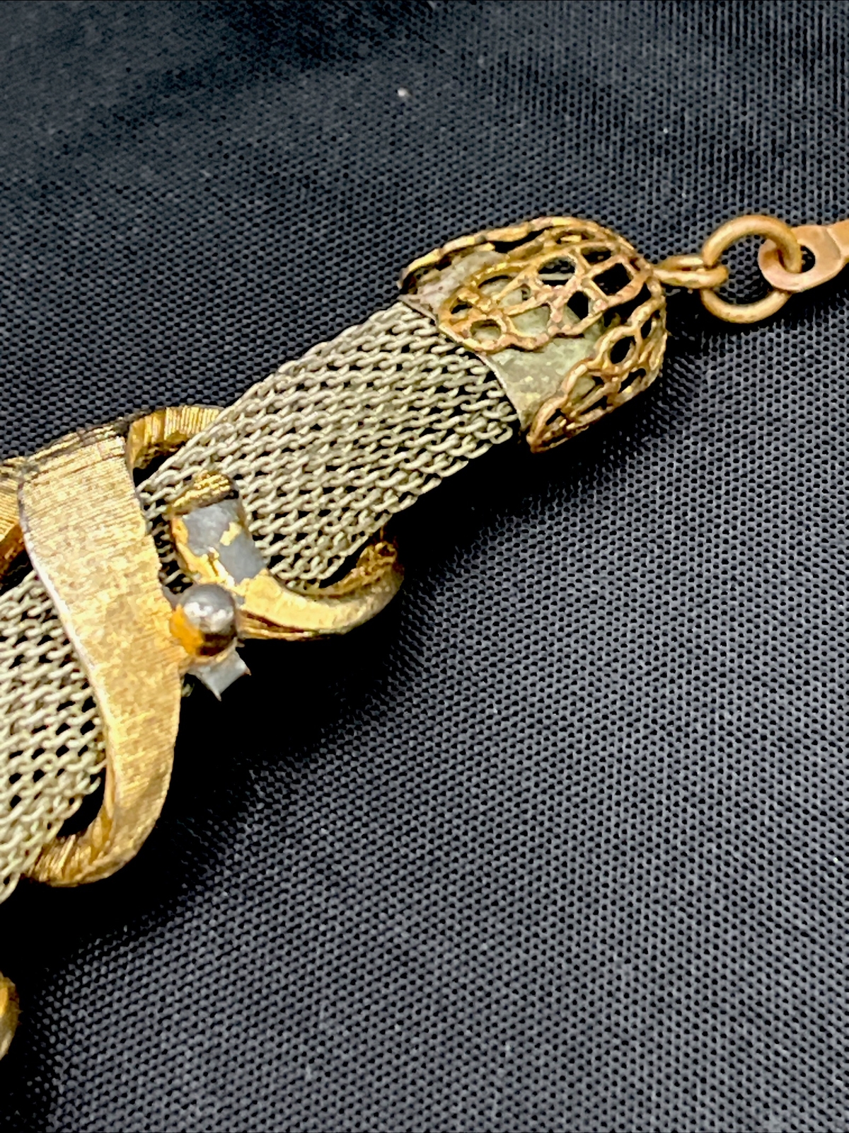Vintage Silver Tone Chain Mail Link Choker Necklace Gold Articulated Links 14”