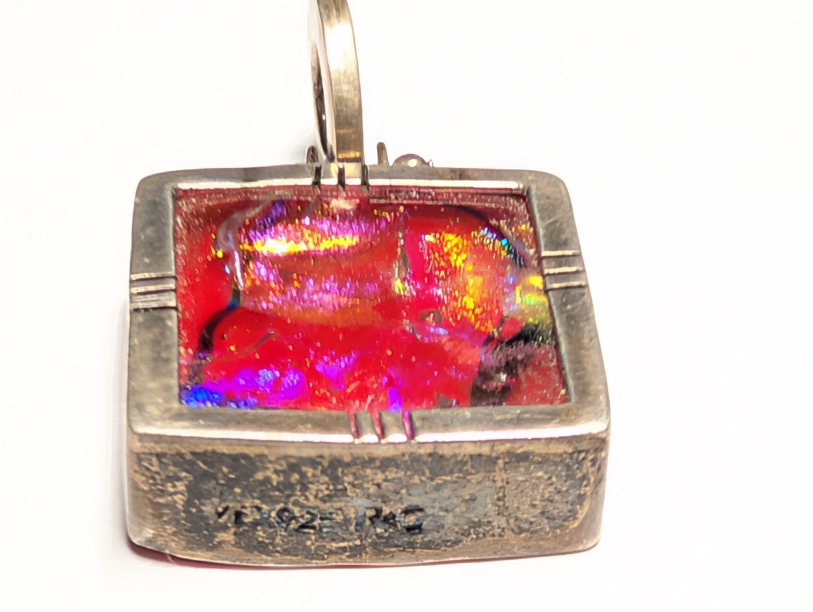 VINTAGE DICHROIC STERLING SILVER PENDANT SIGNED MEX925 R*G WEIGHS 13+ GRAMS
