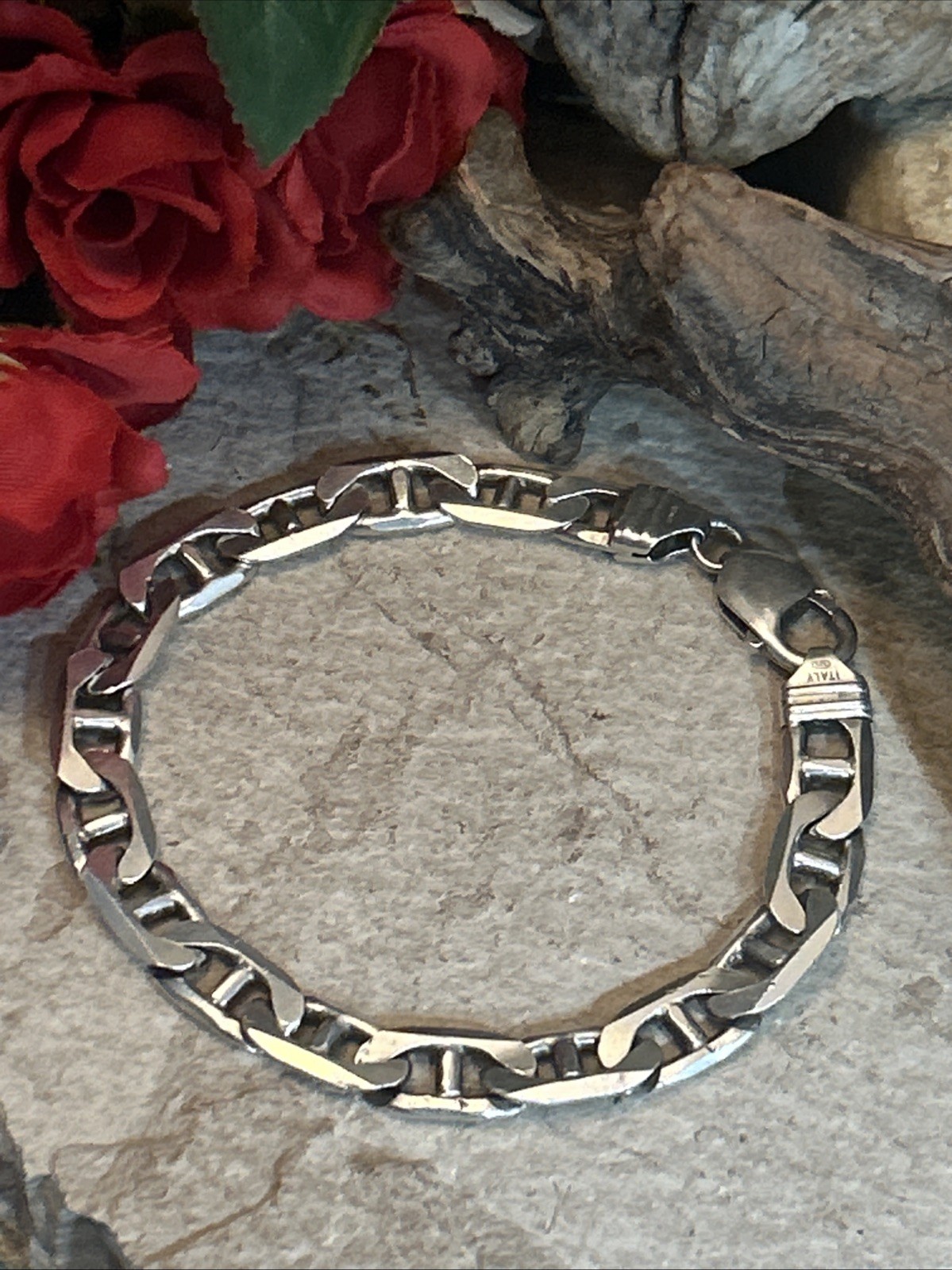 28. Vintage Sterling 925 Mariner Link Chain Bracelet 8 3/4″. 29.1g. Italy Unx