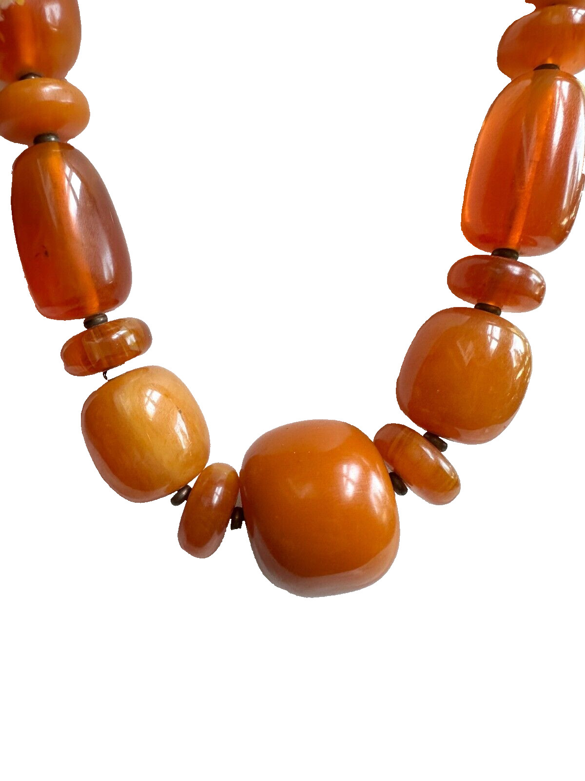 Exquisite Antique Baltic Amber Necklace in Butterscotch and Egg Yolk, 24 1/2″