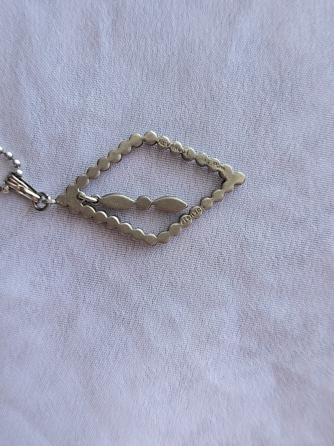 Fishson Silverite Pendant Neva Rust Signed Faceted Cut Pendant, Vintage