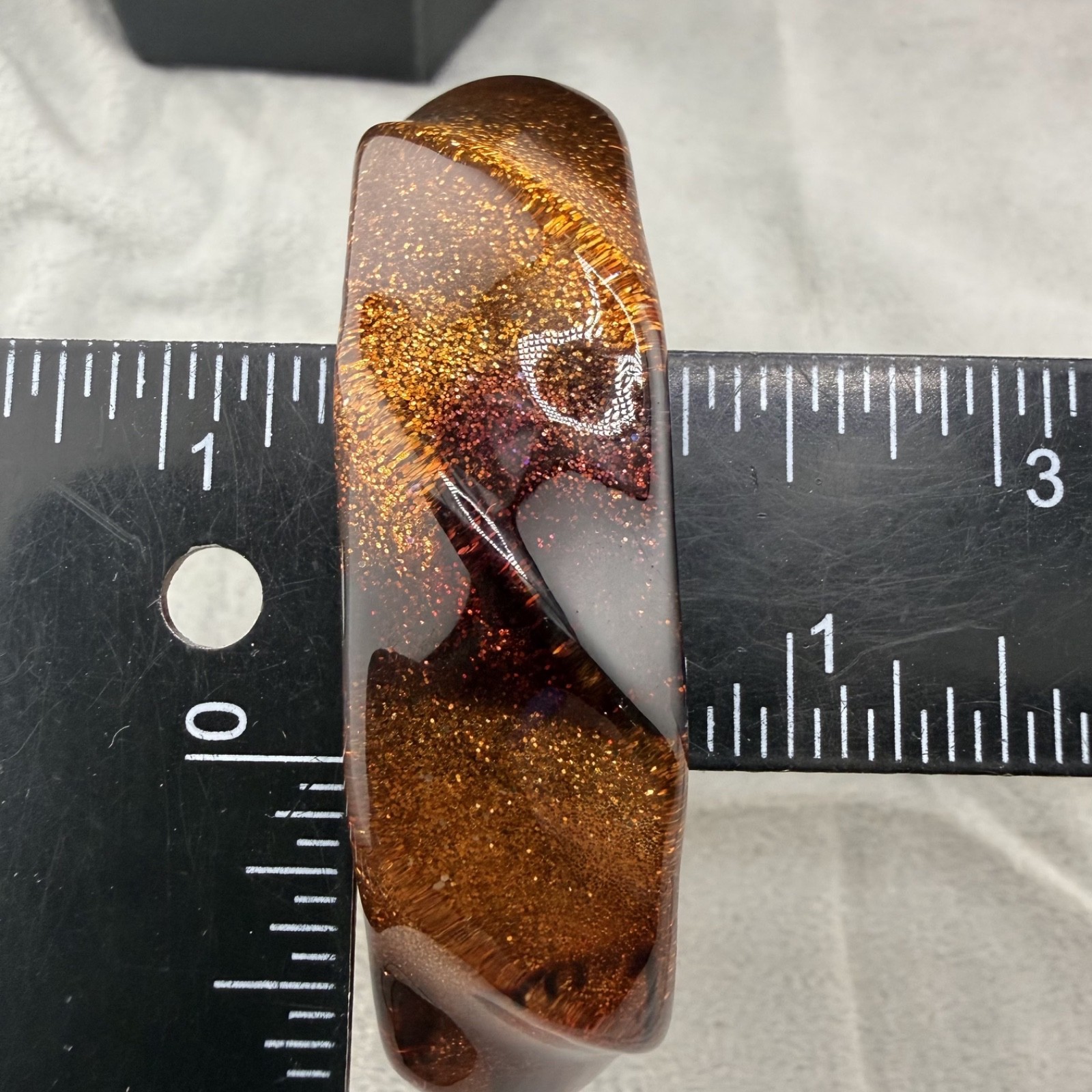Vintage Chunky Acrylic Bangle Bracelet Glitter Brown Geometric 8.5”