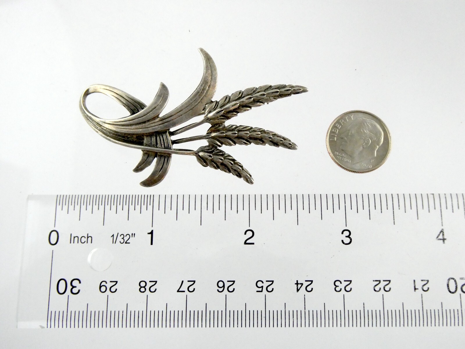 Vintage Danecraft Sterling Silver Wheat Stalks Brooch Pin 925 13.9g 2 3/8 Inches