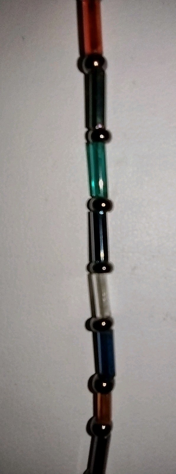 Vintage Tube Glass Bead Necklace Colorful 31″ 2.1mm Wide Beads Very Light Weight