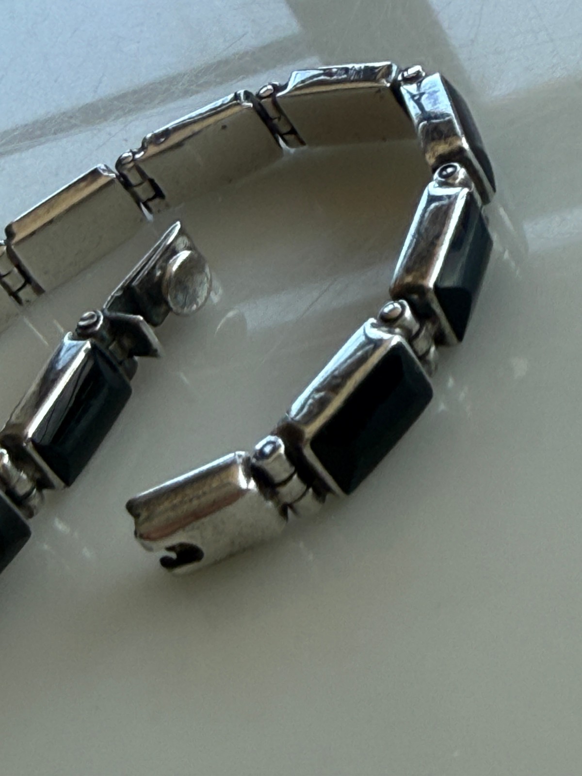 Vintage Taxco Mexico Sterling Silver 950 Black Onyx Tennis Bracelet TM-181 7.5″
