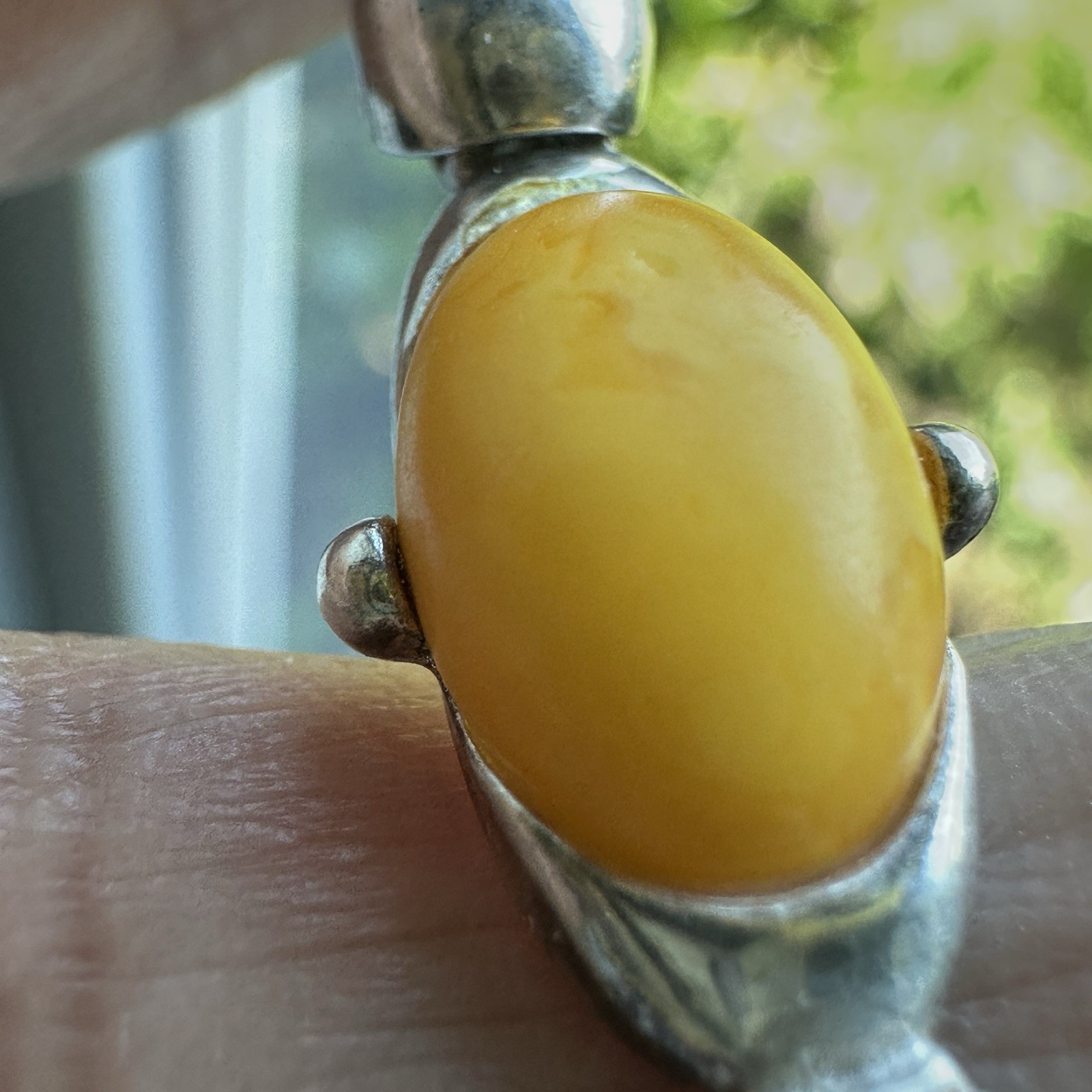 VTG Tennis Link Bracelet 7.25 inches Baltic Amber Egg Yolk 925 Sterling 14.9g