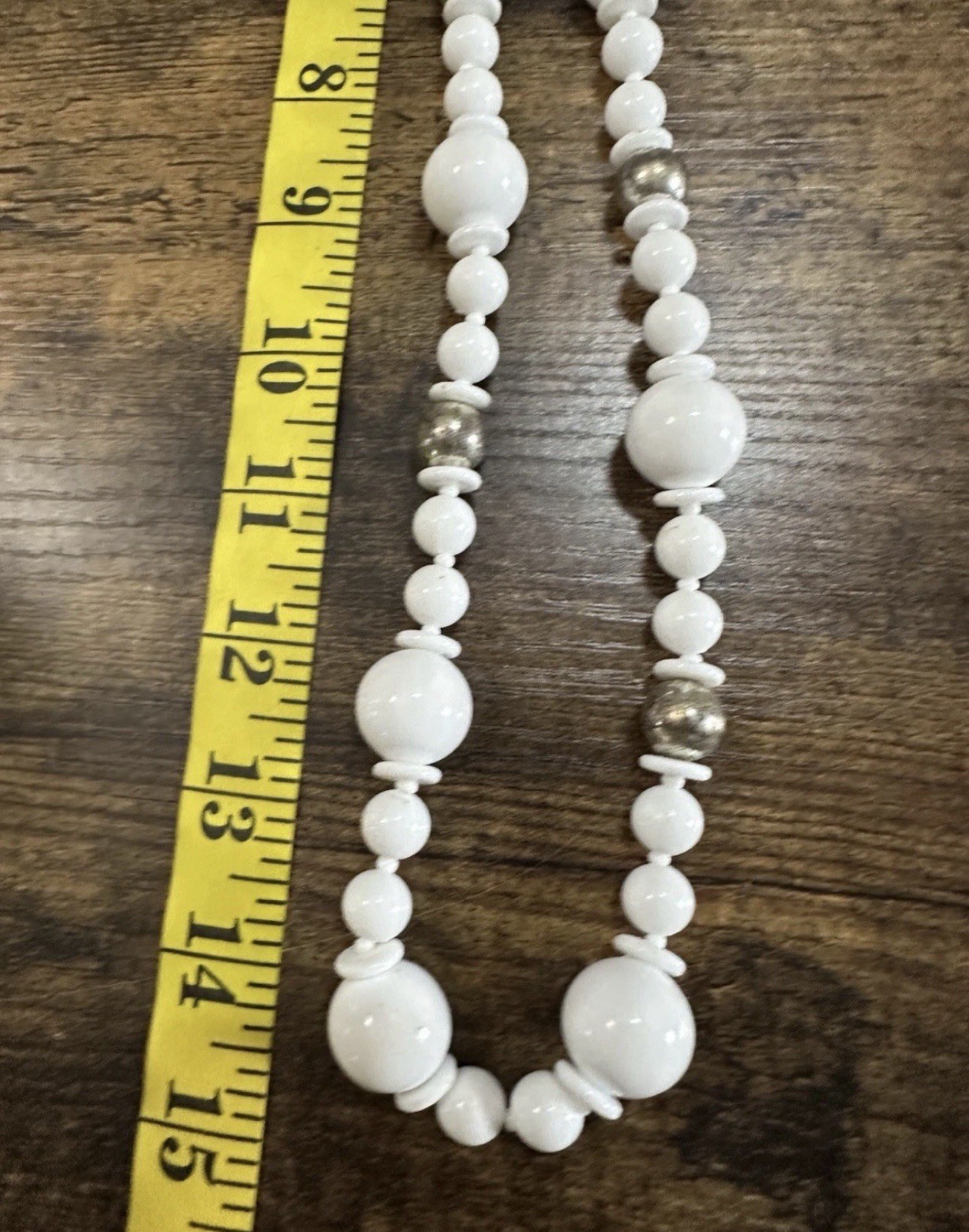 Vintage White Beaded Necklace Lot Faux Pearl Milk Glass Style 5 Pc