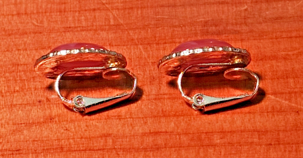 Gold tone Clip-on Earring with Pink Color Stone