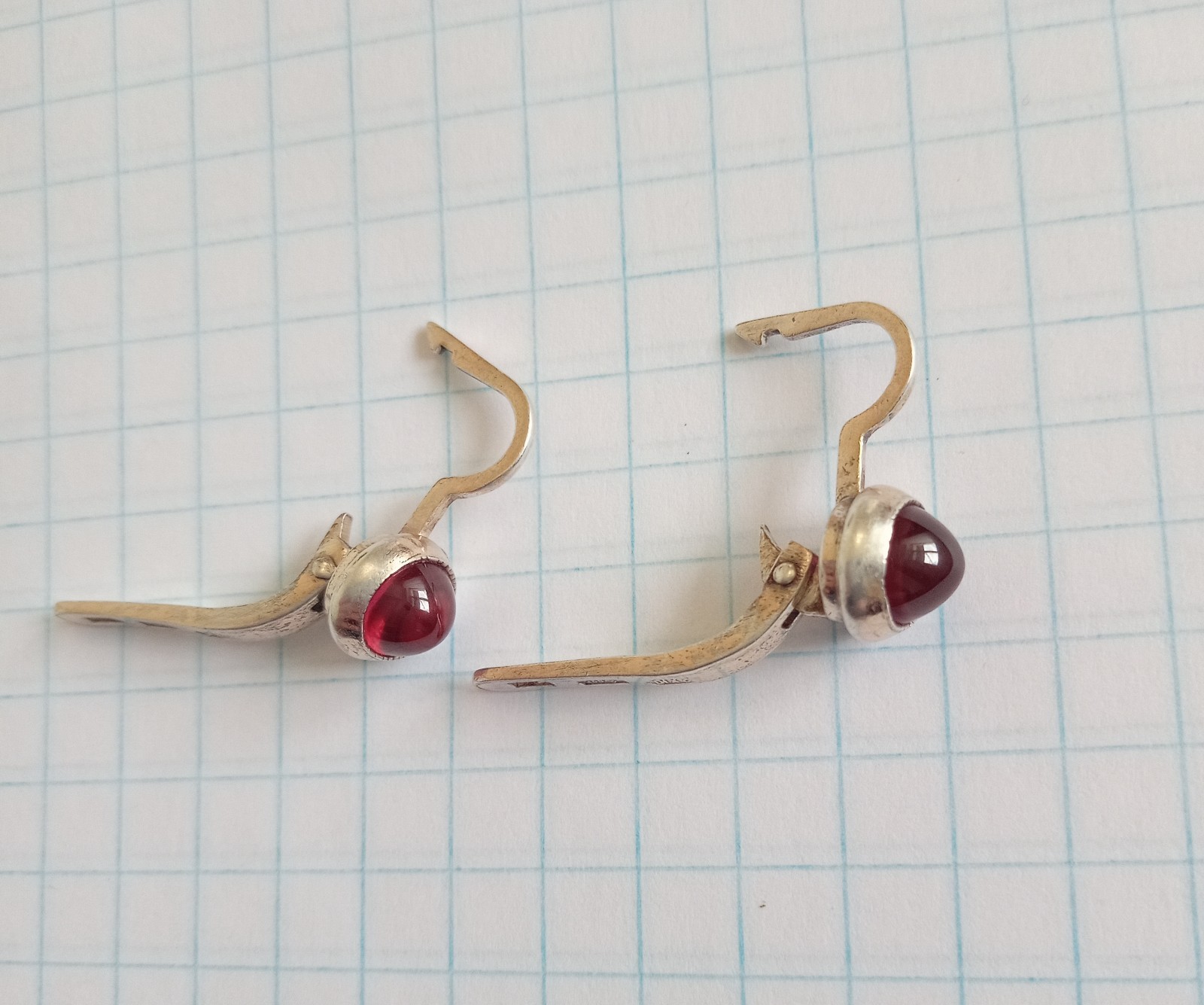 Vintage Earrings Red stones Sterling Silver 925 Star ussr times Women’s Jewelry