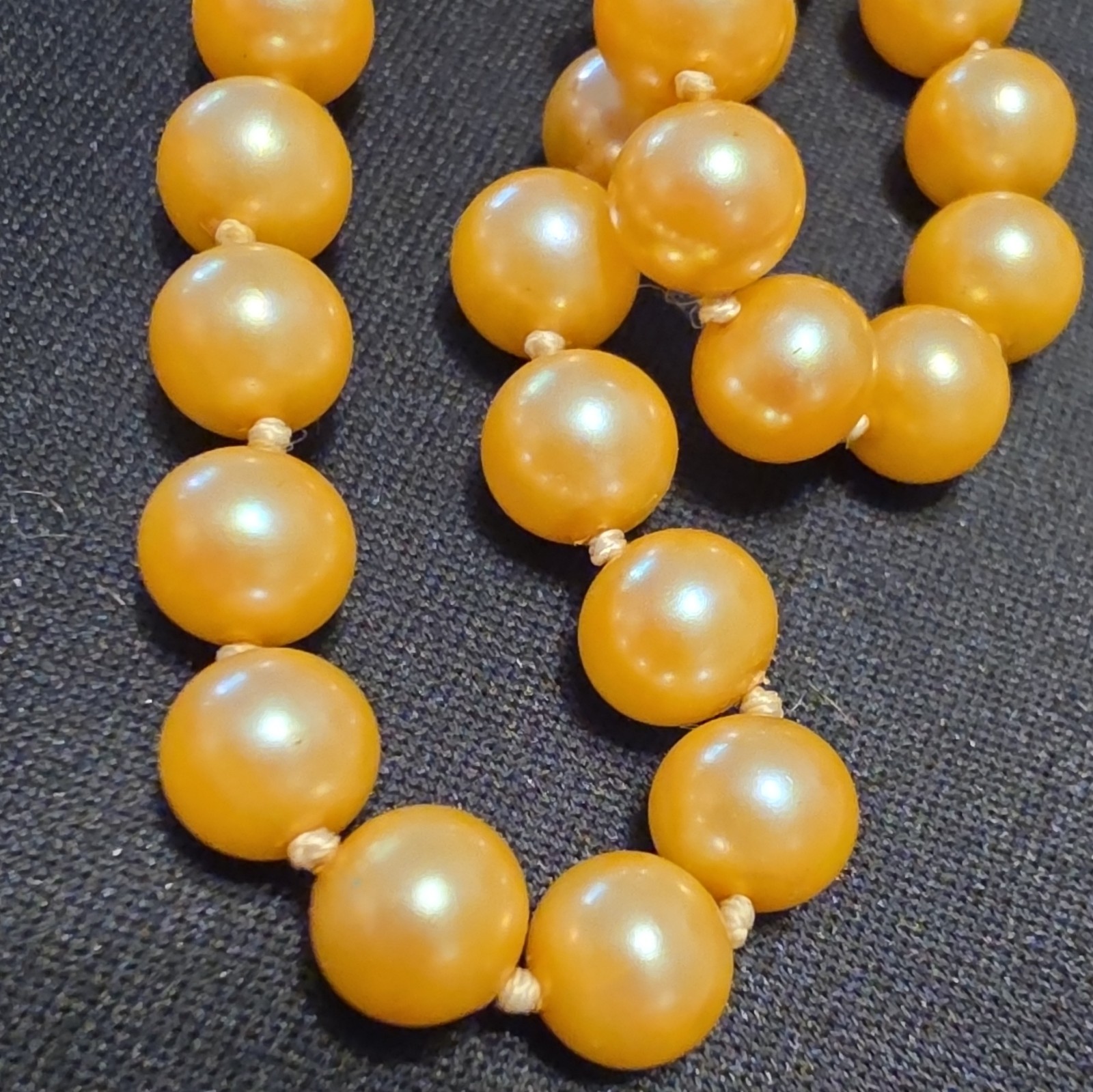 Vintage Double Strand Faux Golden Pearl Necklace 22″ Substantial 100g