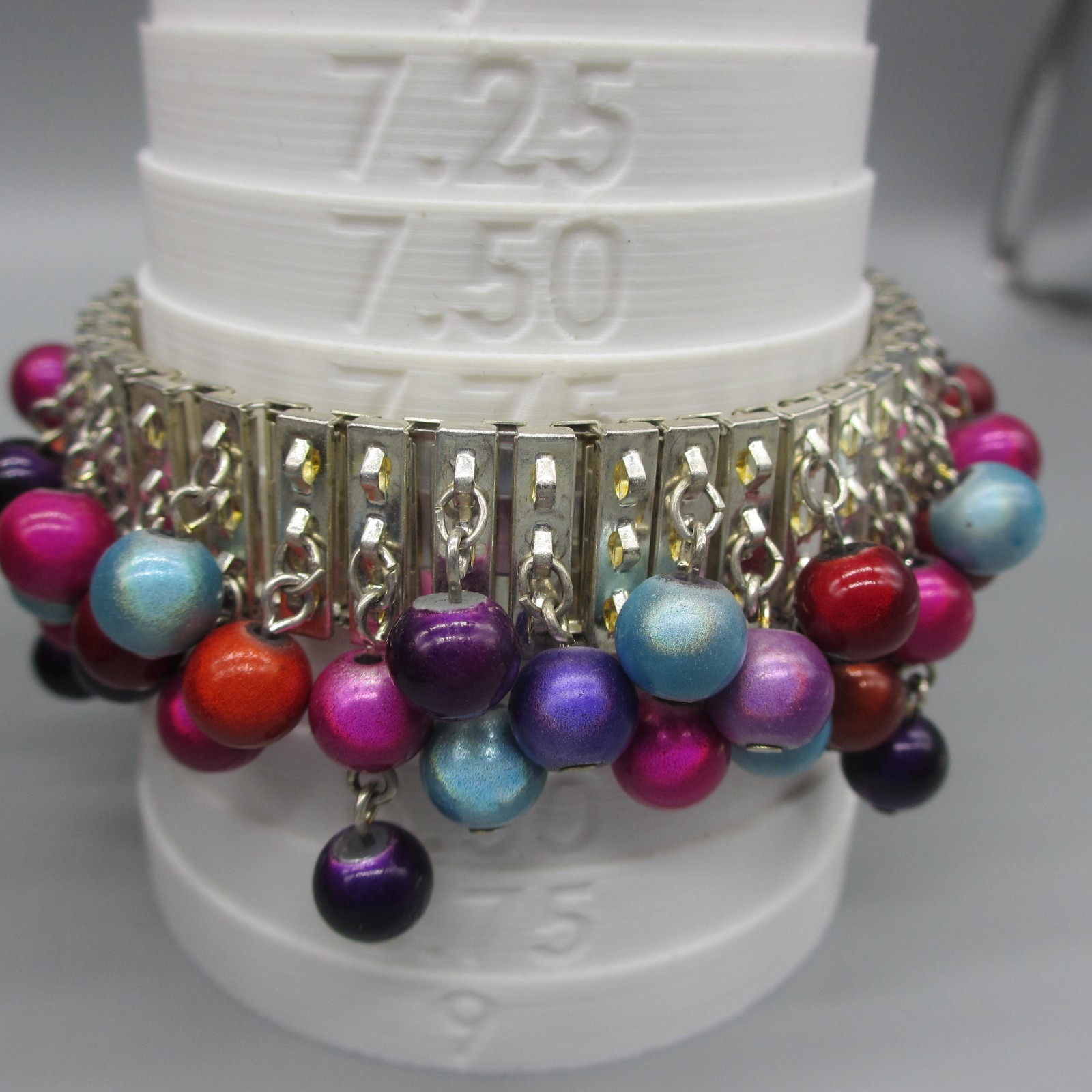 Vintage Cha Cha Expansion Bracelet Beads Red Purple Pink Blue