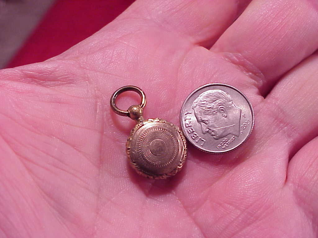 Antique TINY 1/2 INCH Vintage Victorian Small Gold Filled Hair Mourning Locket