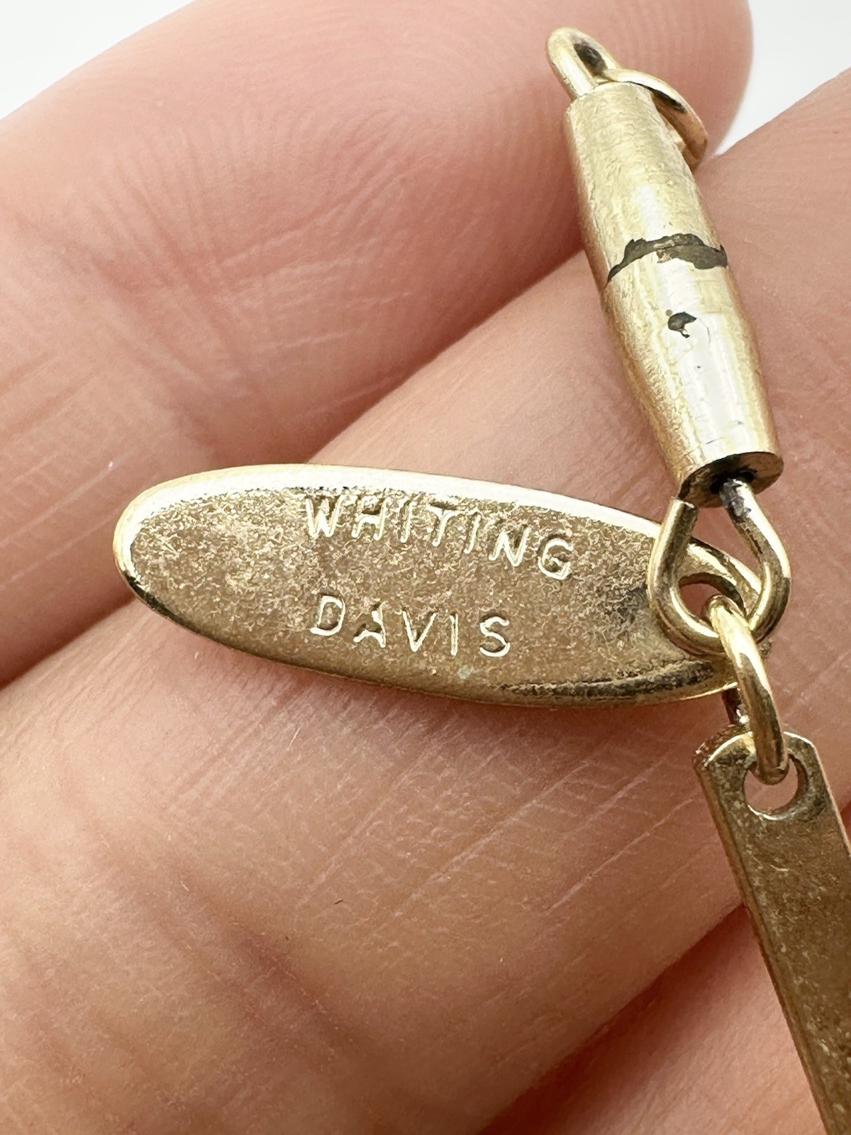 Vintage Whiting Davis Bar Link Chain Faux Stone Necklace 17.5”