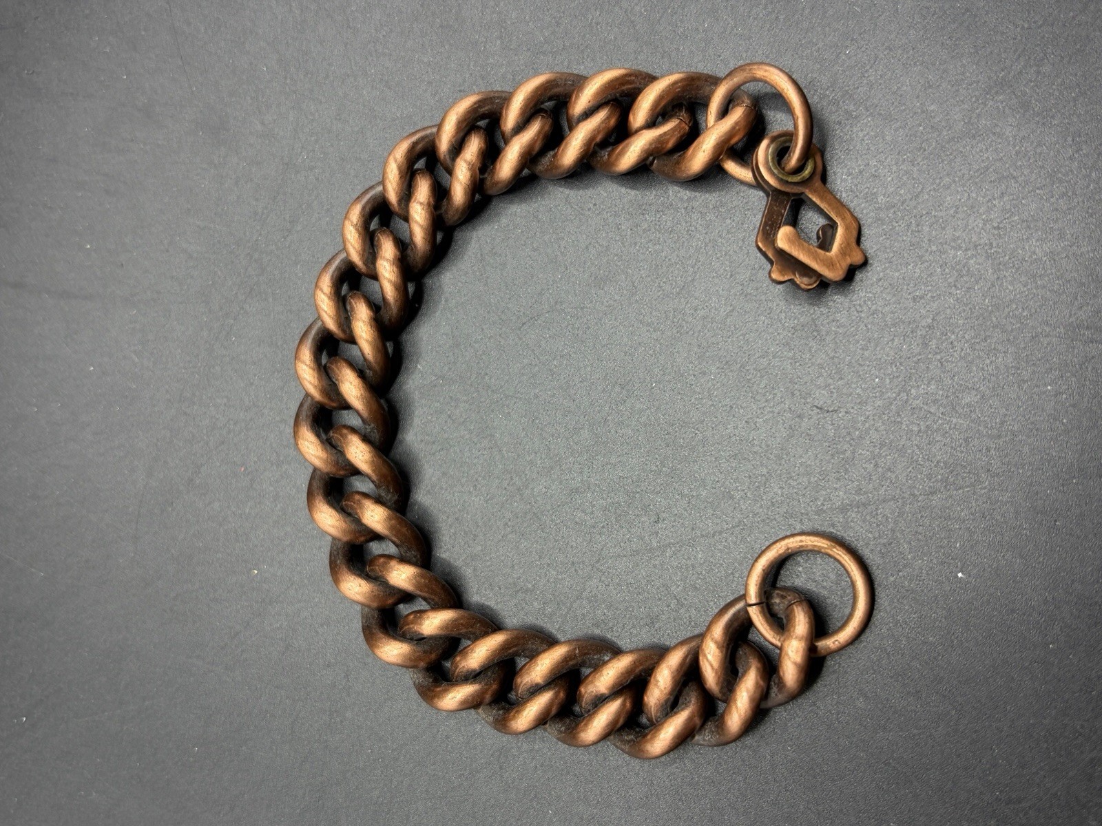 VINTAGE Heavy Solid Brass Chain Link Bracelet 48g 7”L Sister Clasp Hook
