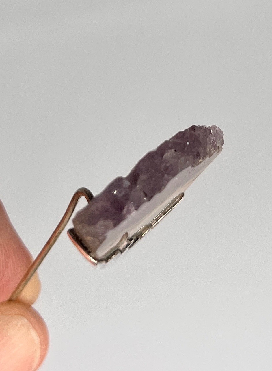 Vintage Sterling Silver Amethyst Geode Slice Stick Pin 3 in Artisan Jewelry