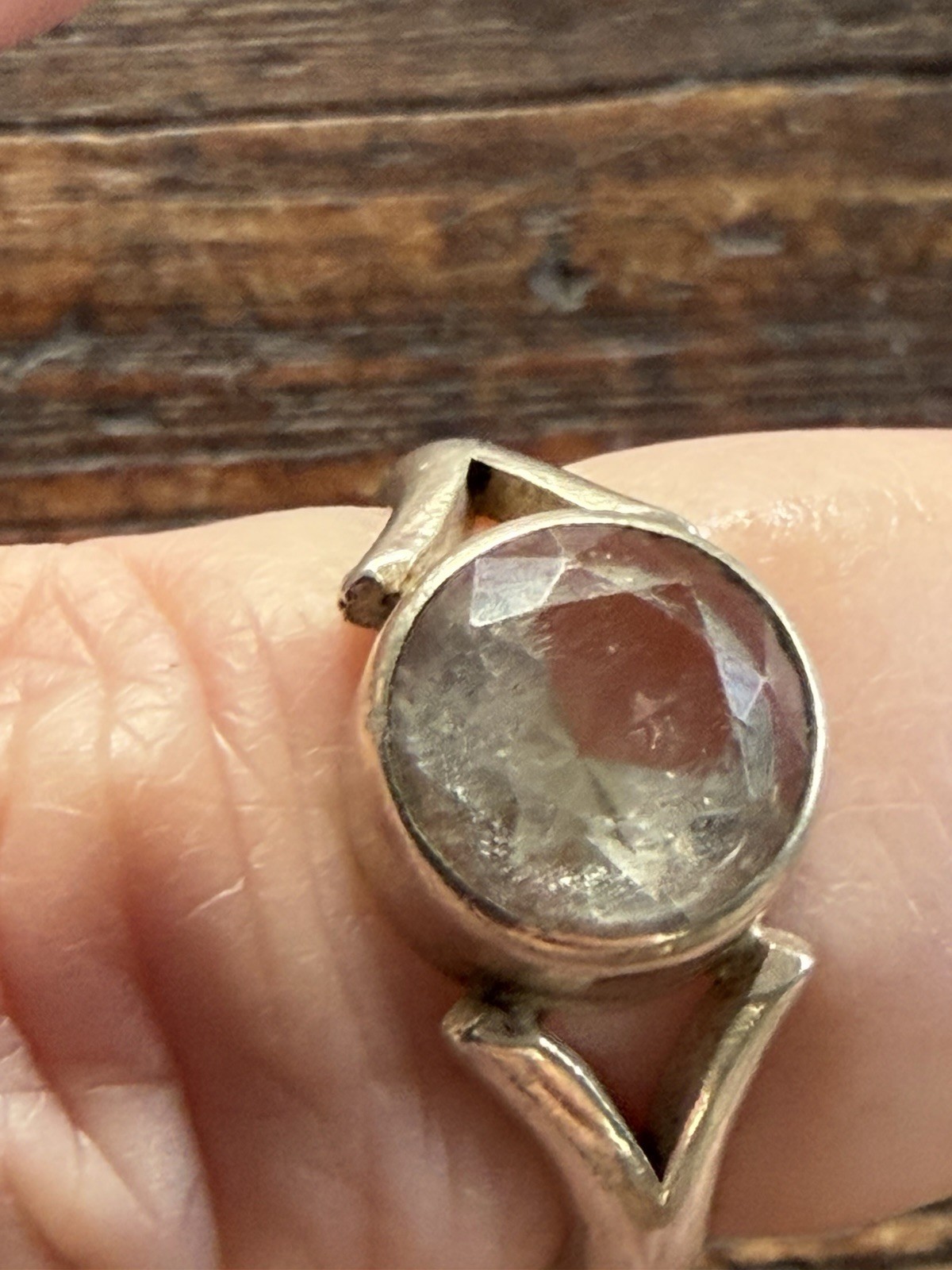 N.E From Vintage Denmark 925S Sterling Silver Modernist Ring Rock Crystal 4