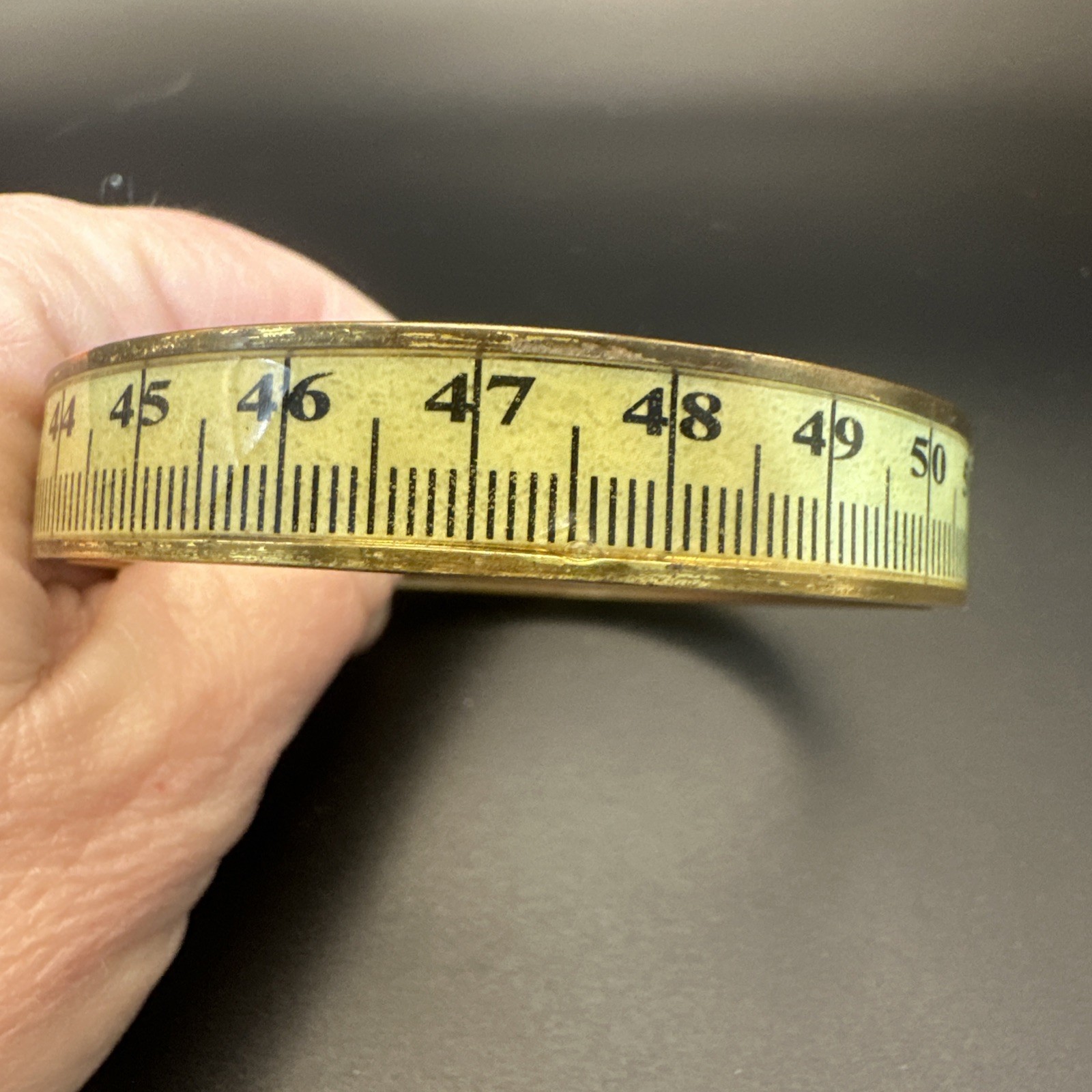 Brass Tone Bangle Ruler Measuring Tape Design Vintage