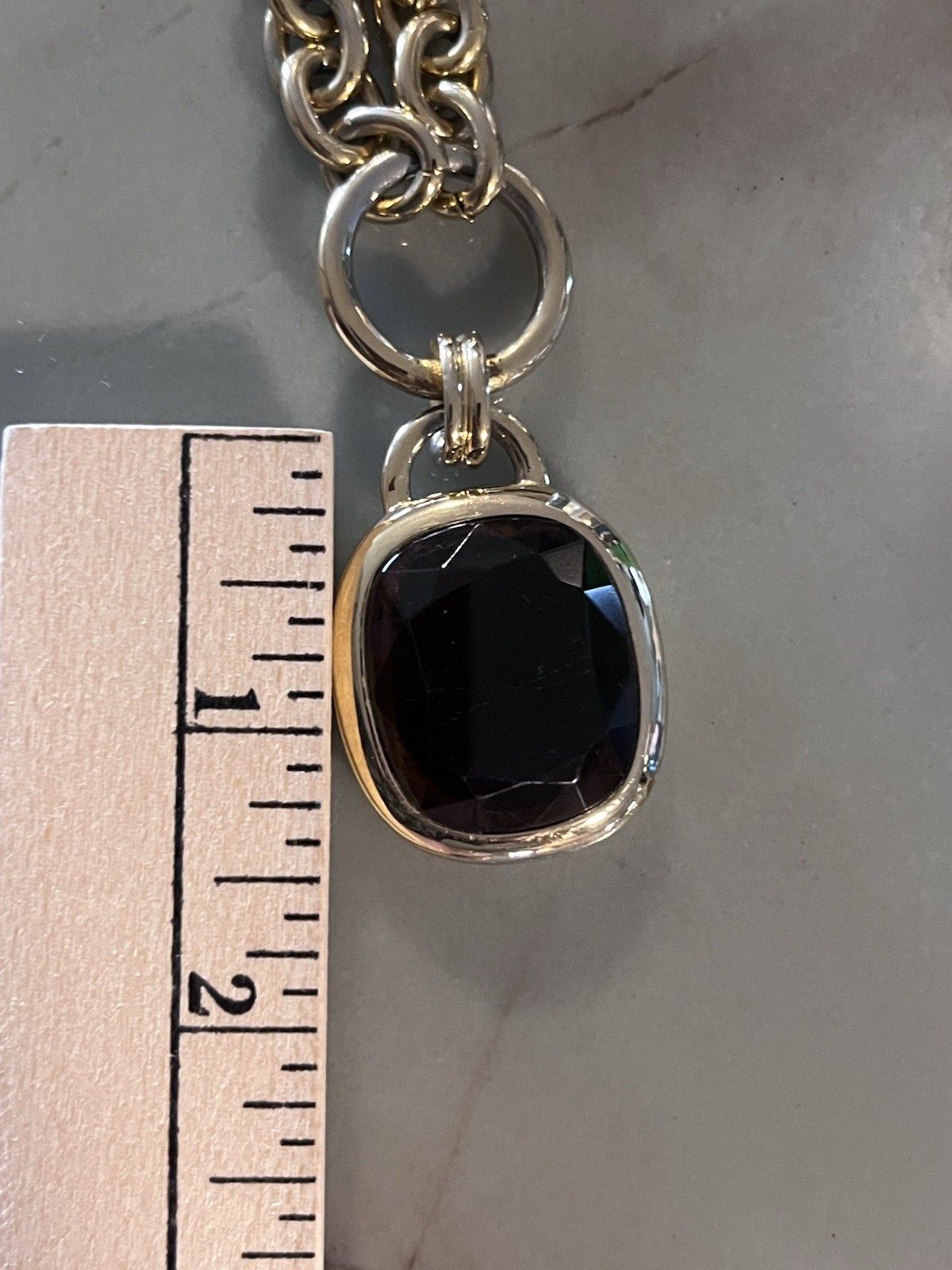 Joan Rivers Signature Pendant Necklace Large Amber Color Stone Cushion Cut