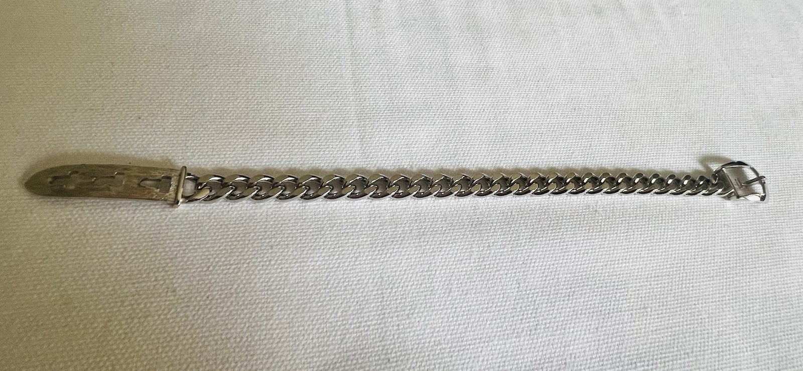 Vintage Avon Belt Buckle Chain Bracelet Silver Tone Adjustable 7.25 in