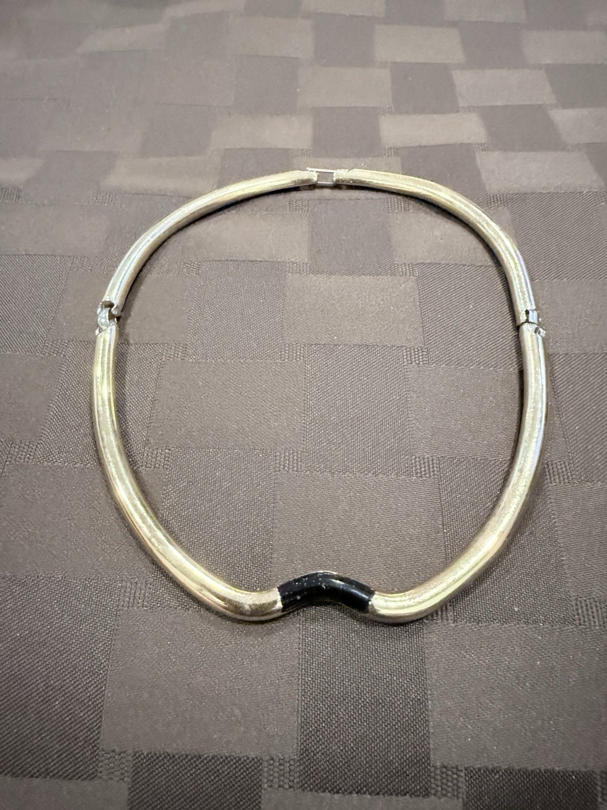 Vintage Heavy Gold Tone Mirror FINISH Hinged Wave Collar Choker Necklace – 68g