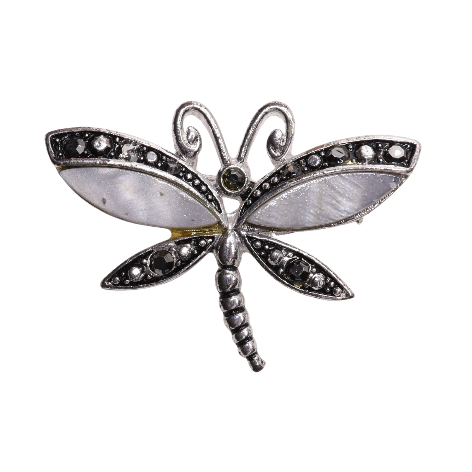Silver Tone And Blue Dragonfly Brooch Pin With Safety Clasp Closure – 1.75″