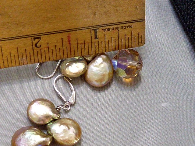 VINTAGE PEARL& CRYSTAL STERLING SILVER PIERCED HOOK FINDING 2″ DANGLE EARRINGS